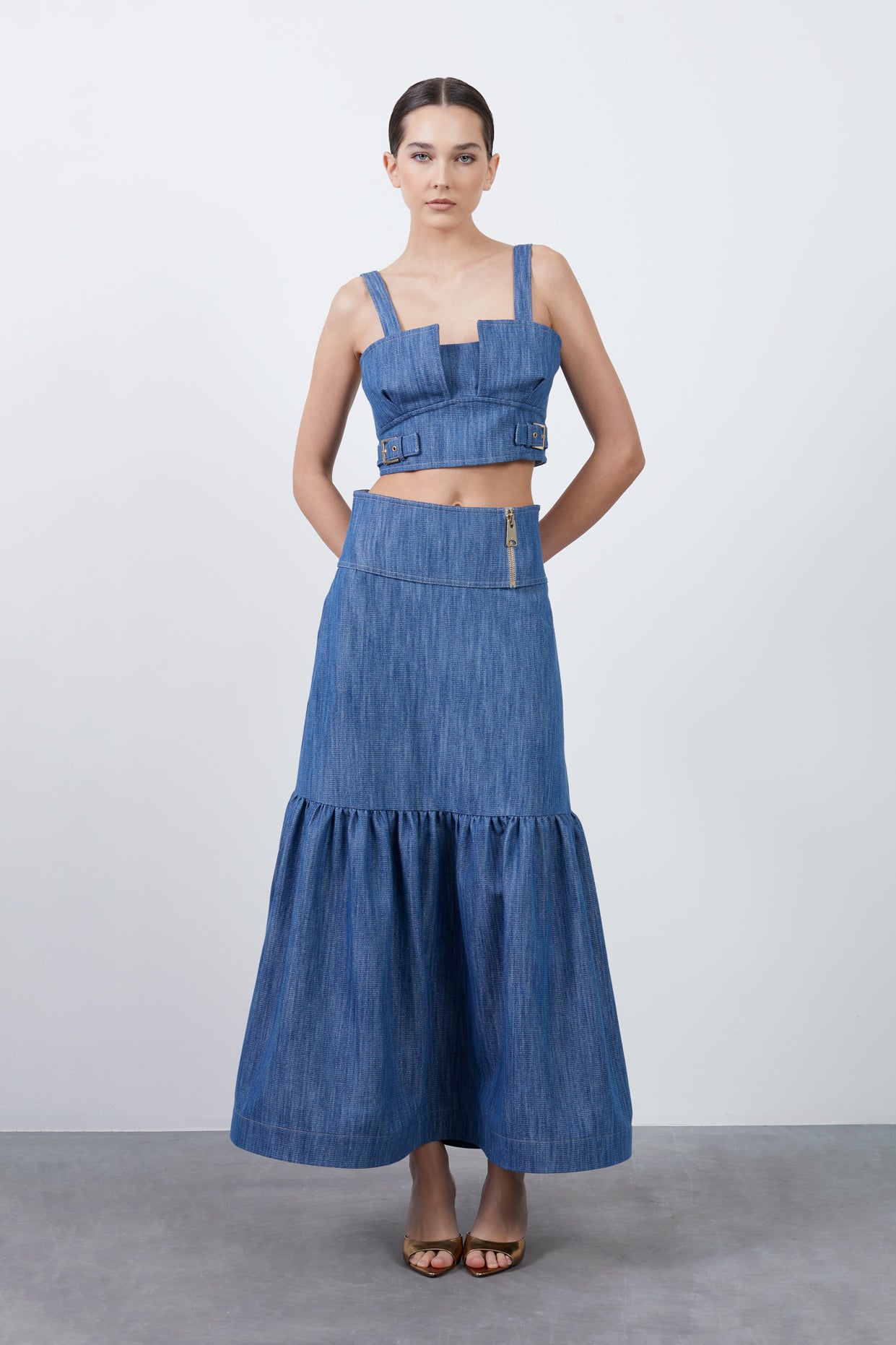 Fermuar Detaylı Uzun Etek