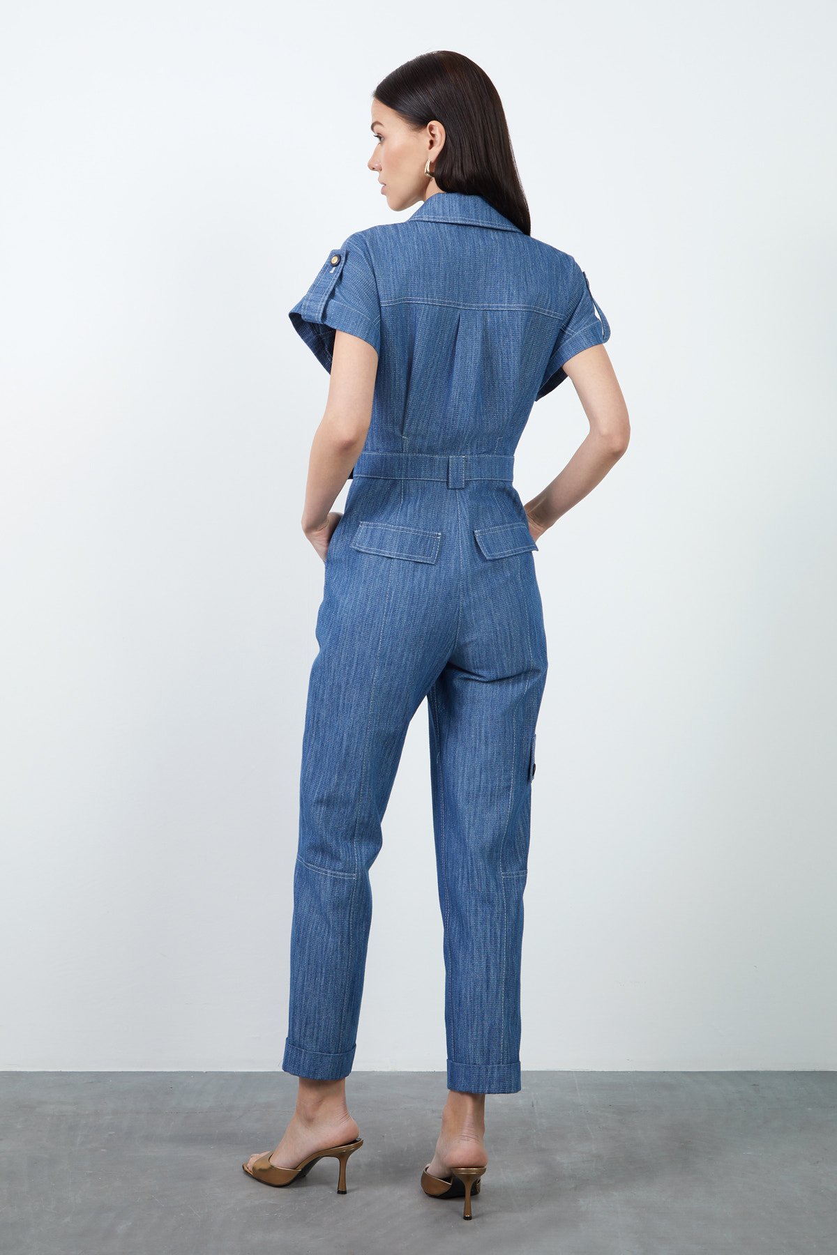 Düğme Detaylı Simli Jean Tulum