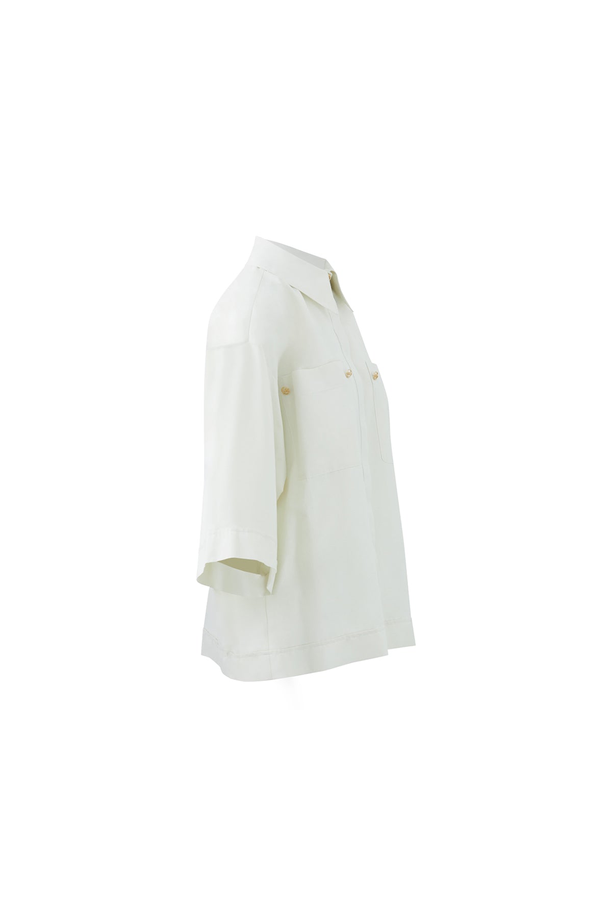 Metal Aksesuarlı Truvakar Kol Beyaz Oversize Gömlek