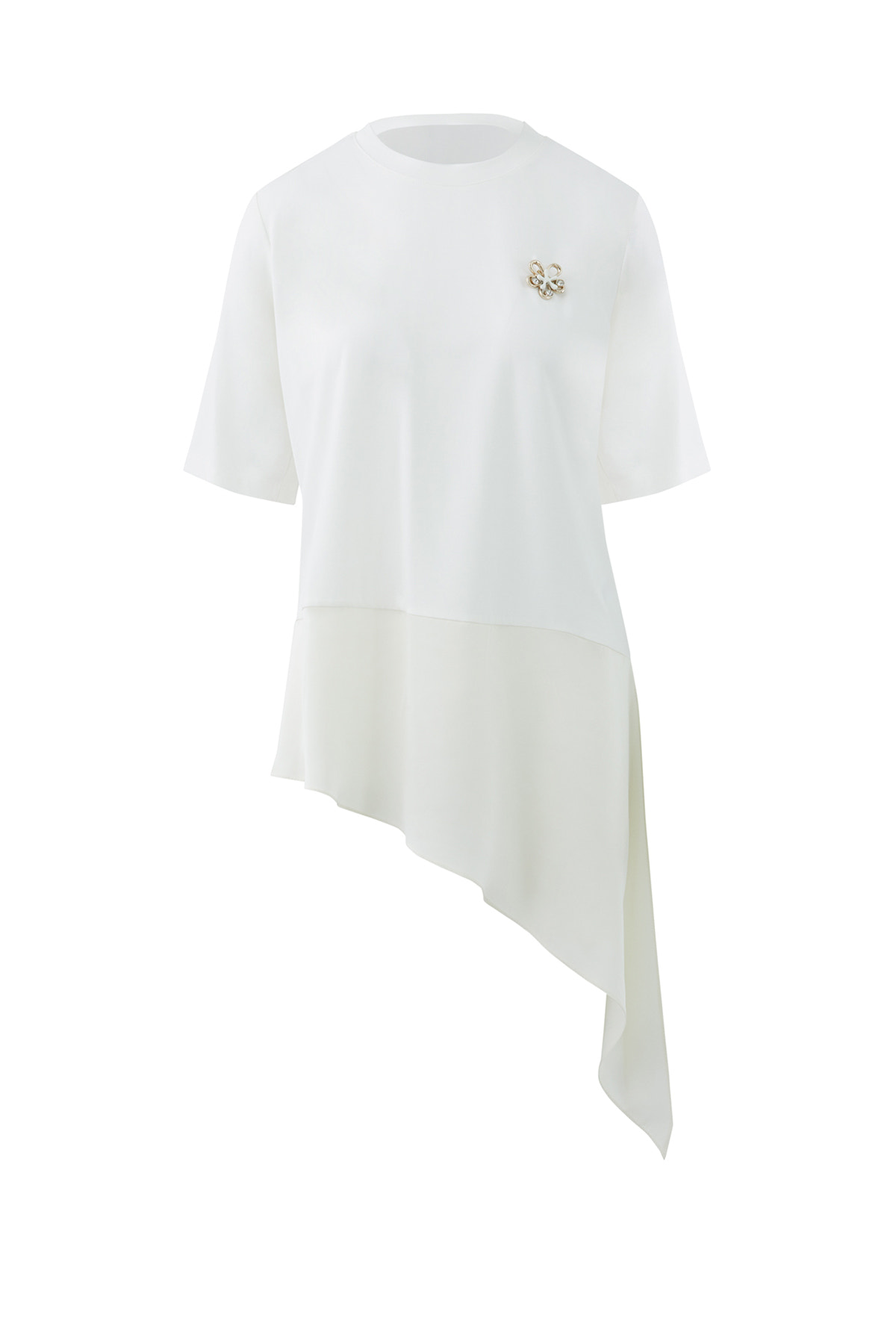 Saten Kumaş Garnili Örme T-Shirt