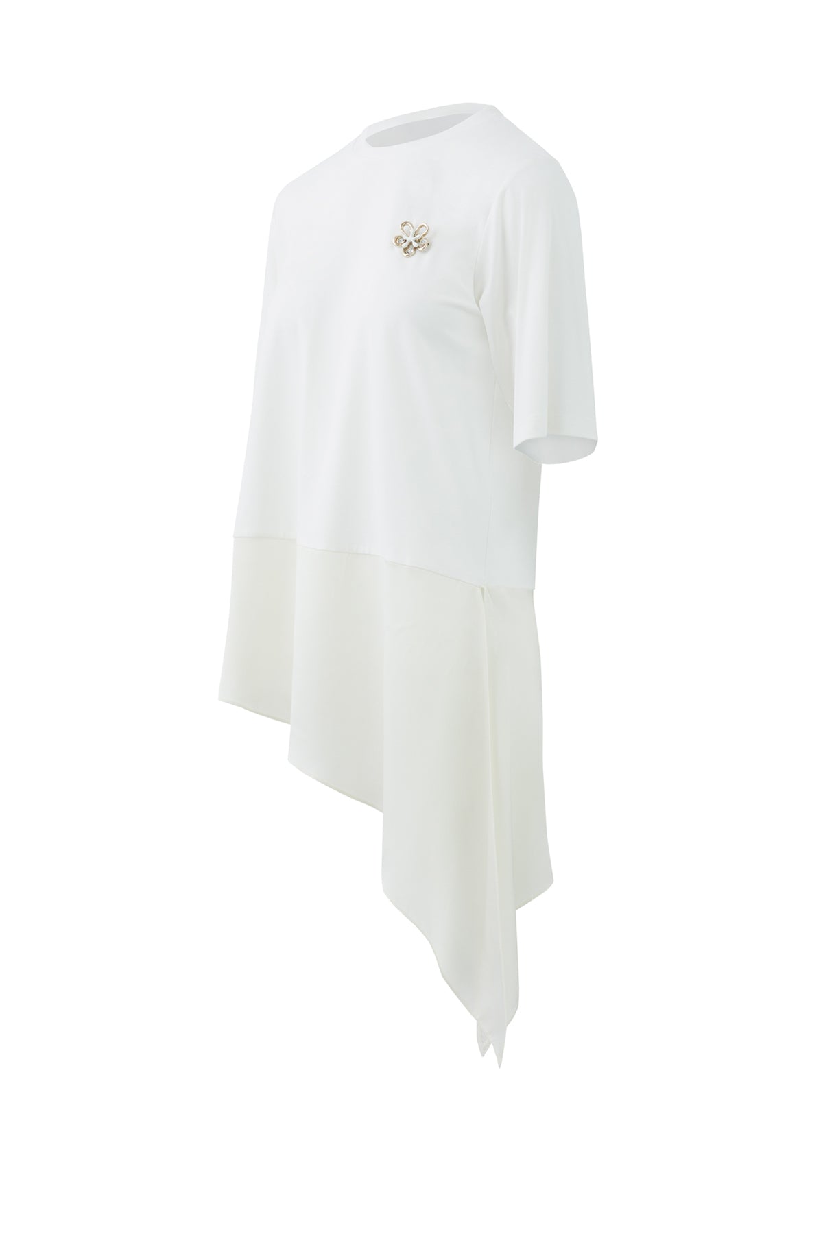 Saten Kumaş Garnili Örme T-Shirt