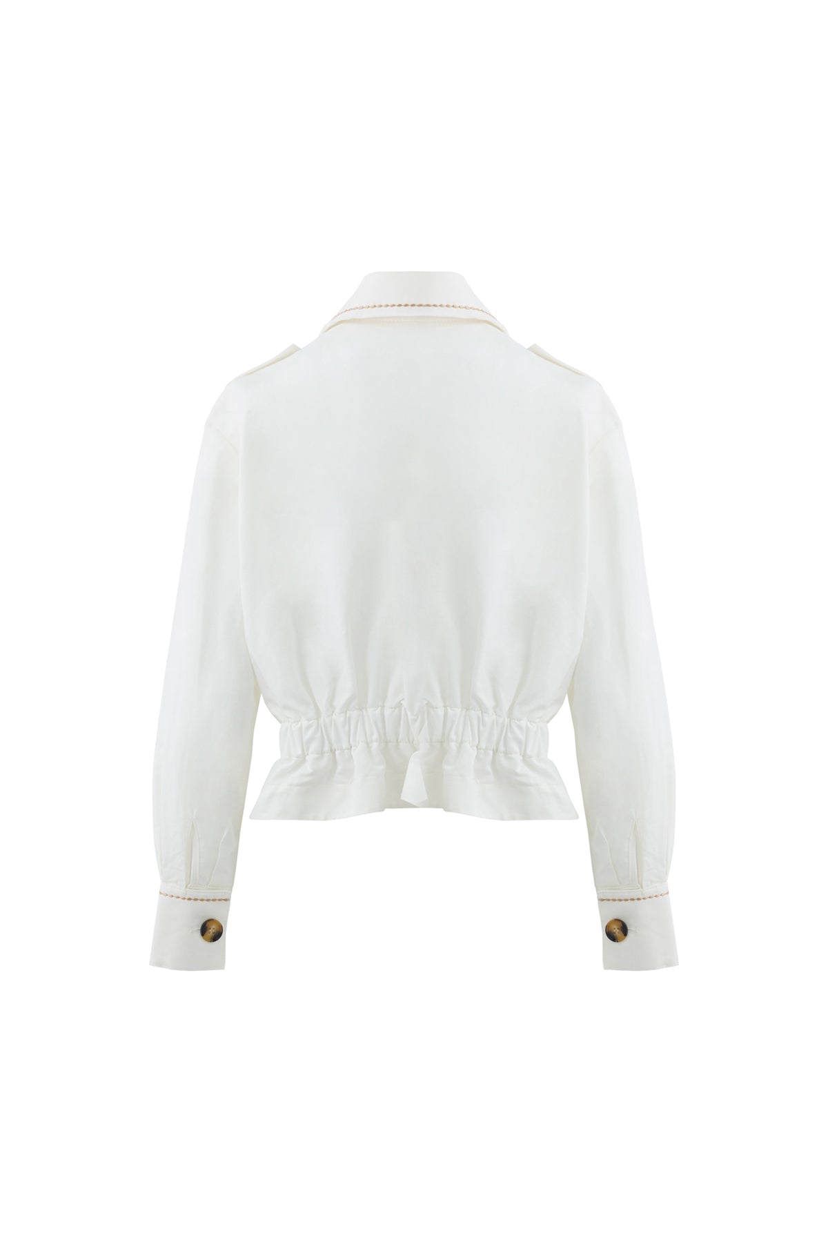 Cep Kenarı İşlemeli Arkası Büzgülü Ceket