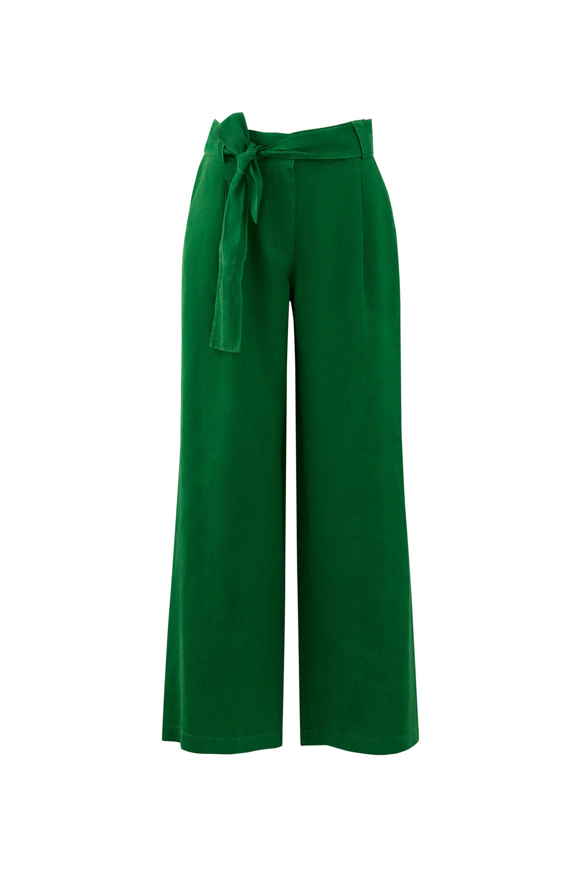 Seyyar Kuşaklı Bol Paça Keten Pantolon