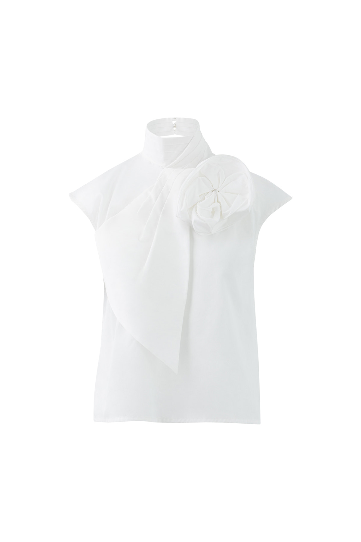 Çiçek Detaylı Dik Yaka Bluz