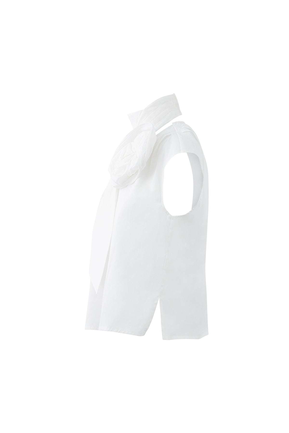 Çiçek Detaylı Dik Yaka Bluz