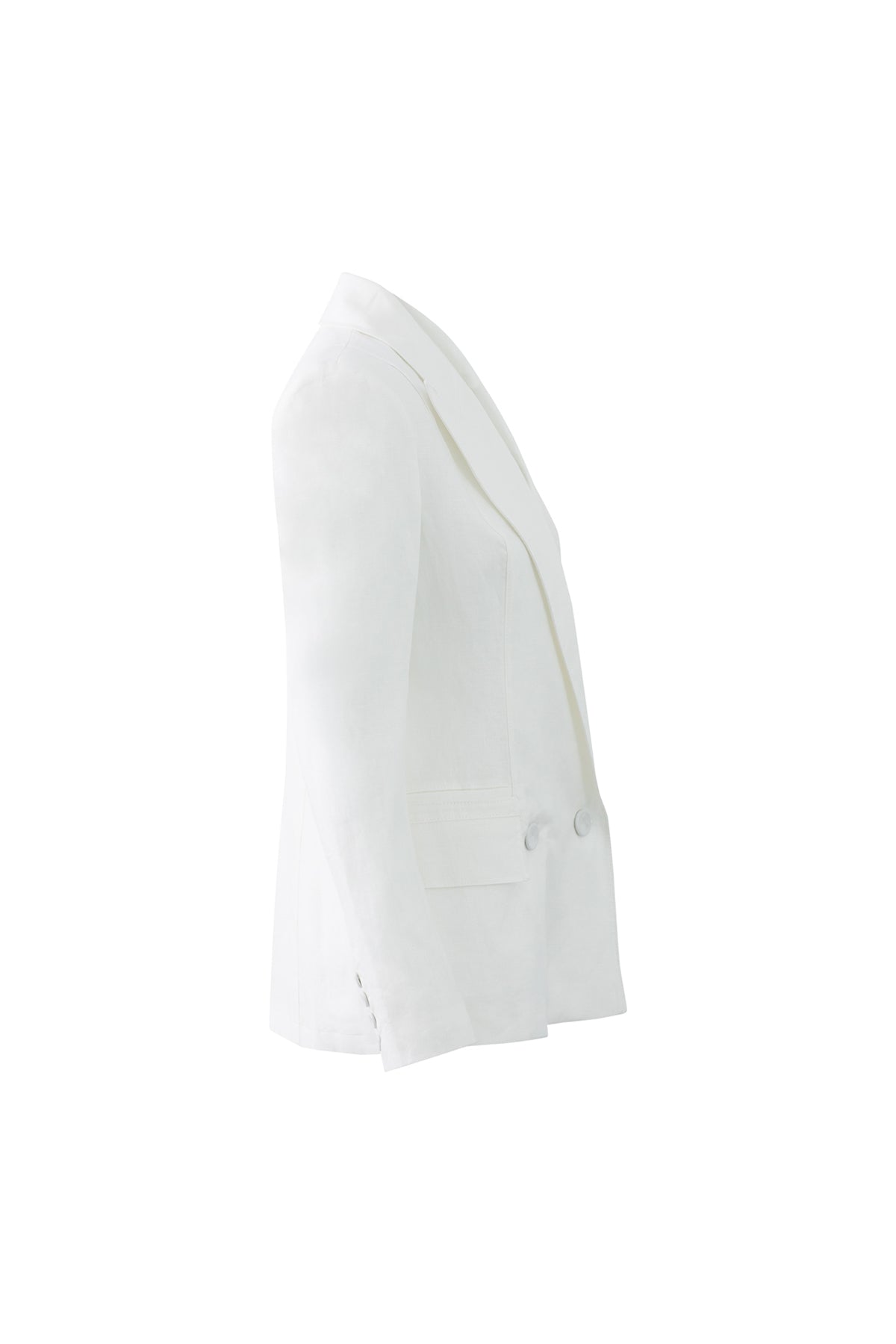 Kruvaze Kapamalı Uzun Kollu Keten Ceket