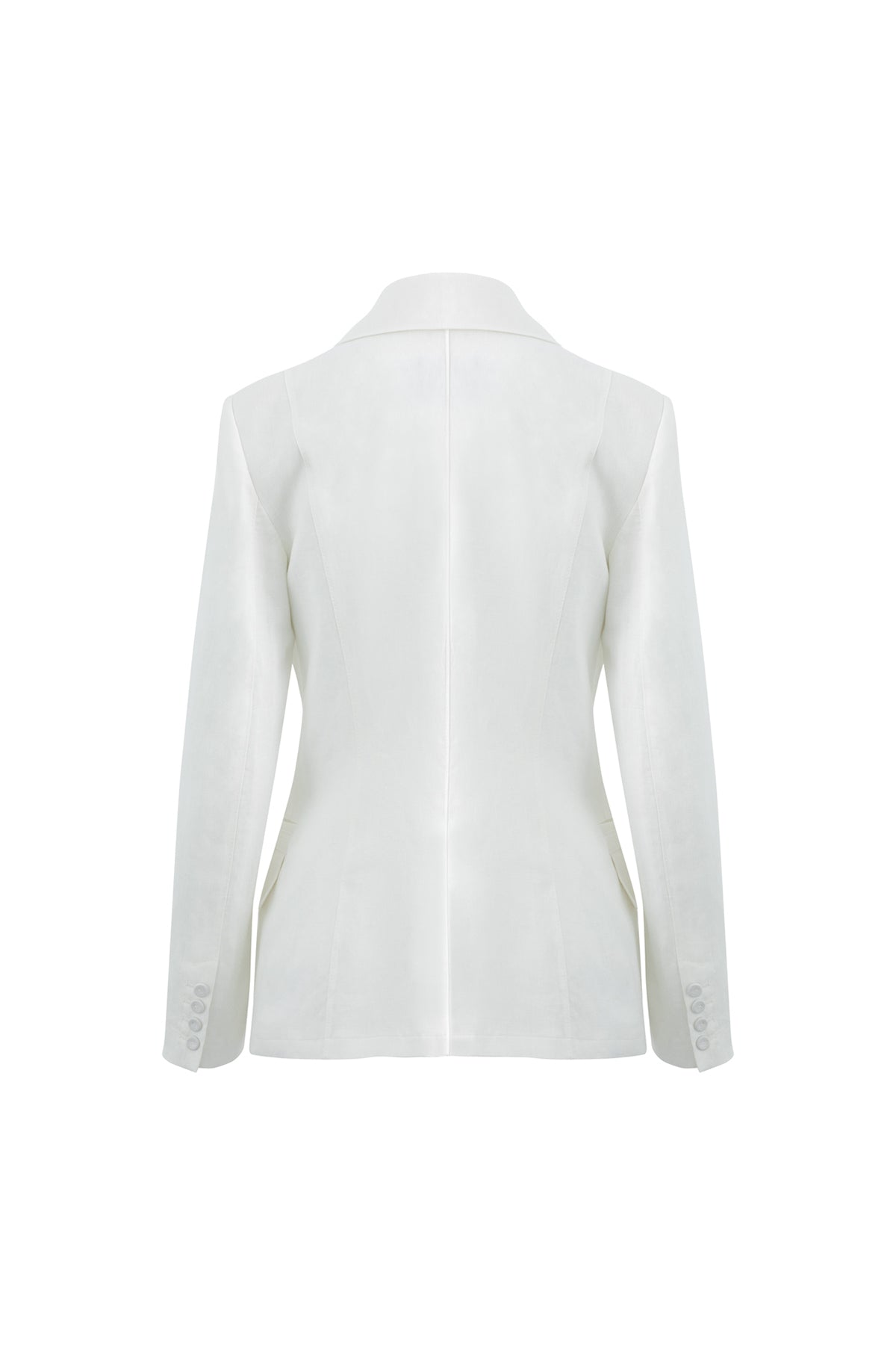 Kruvaze Kapamalı Uzun Kollu Keten Ceket