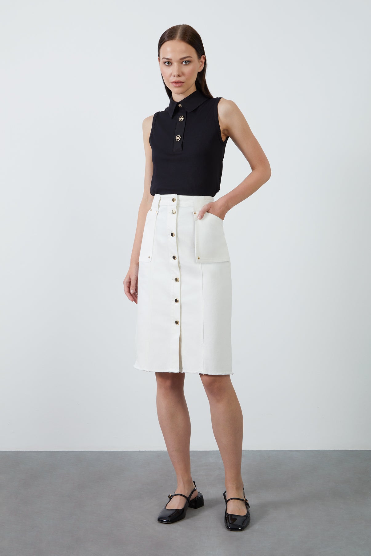 Aller Cep Detaylı Denim Etek