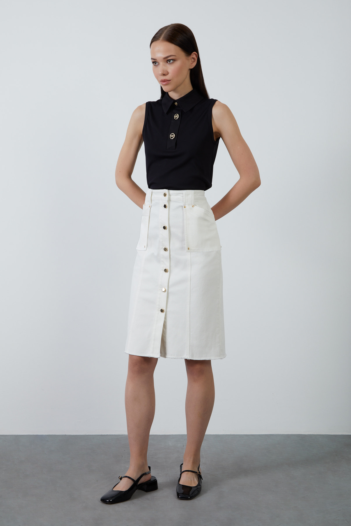 Aller Cep Detaylı Denim Etek