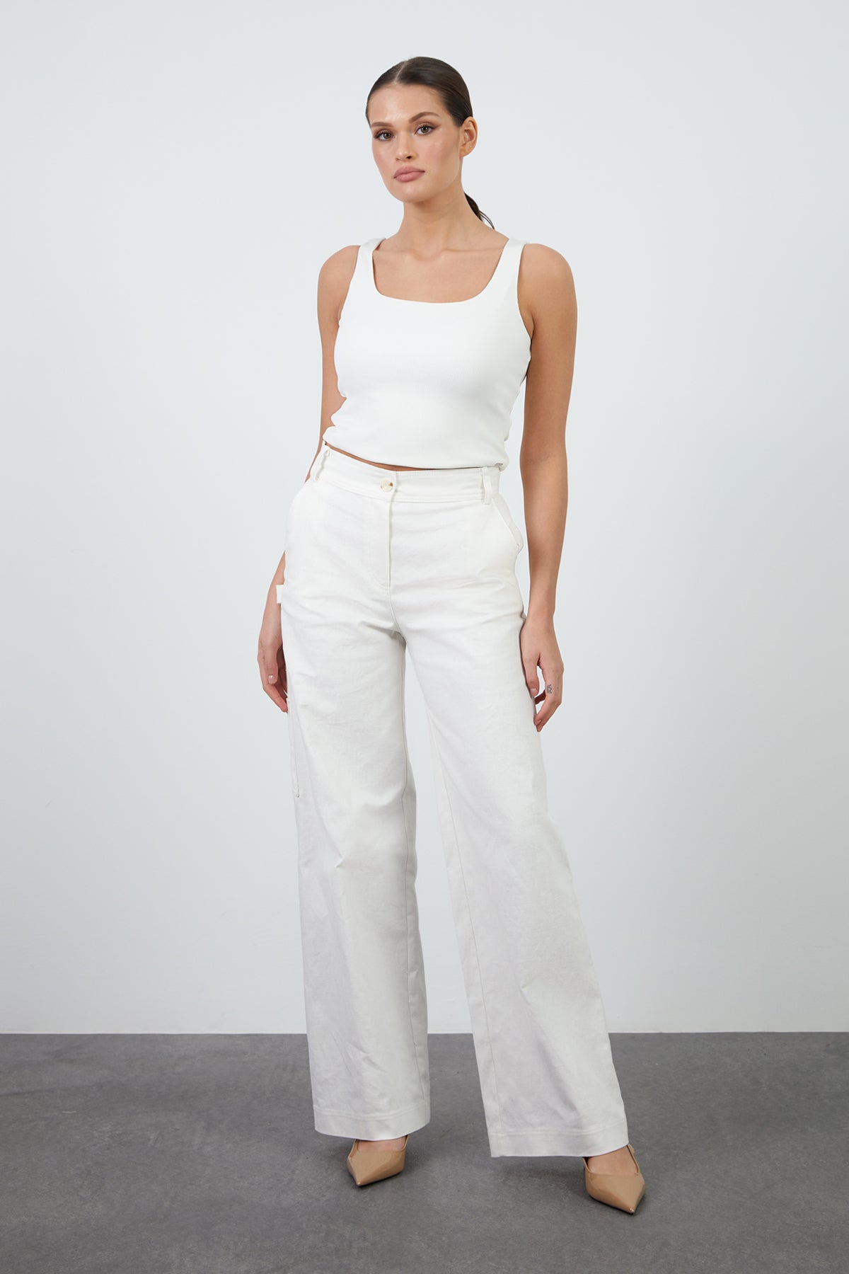 Yüksel Bel Bol Paça Pantolon