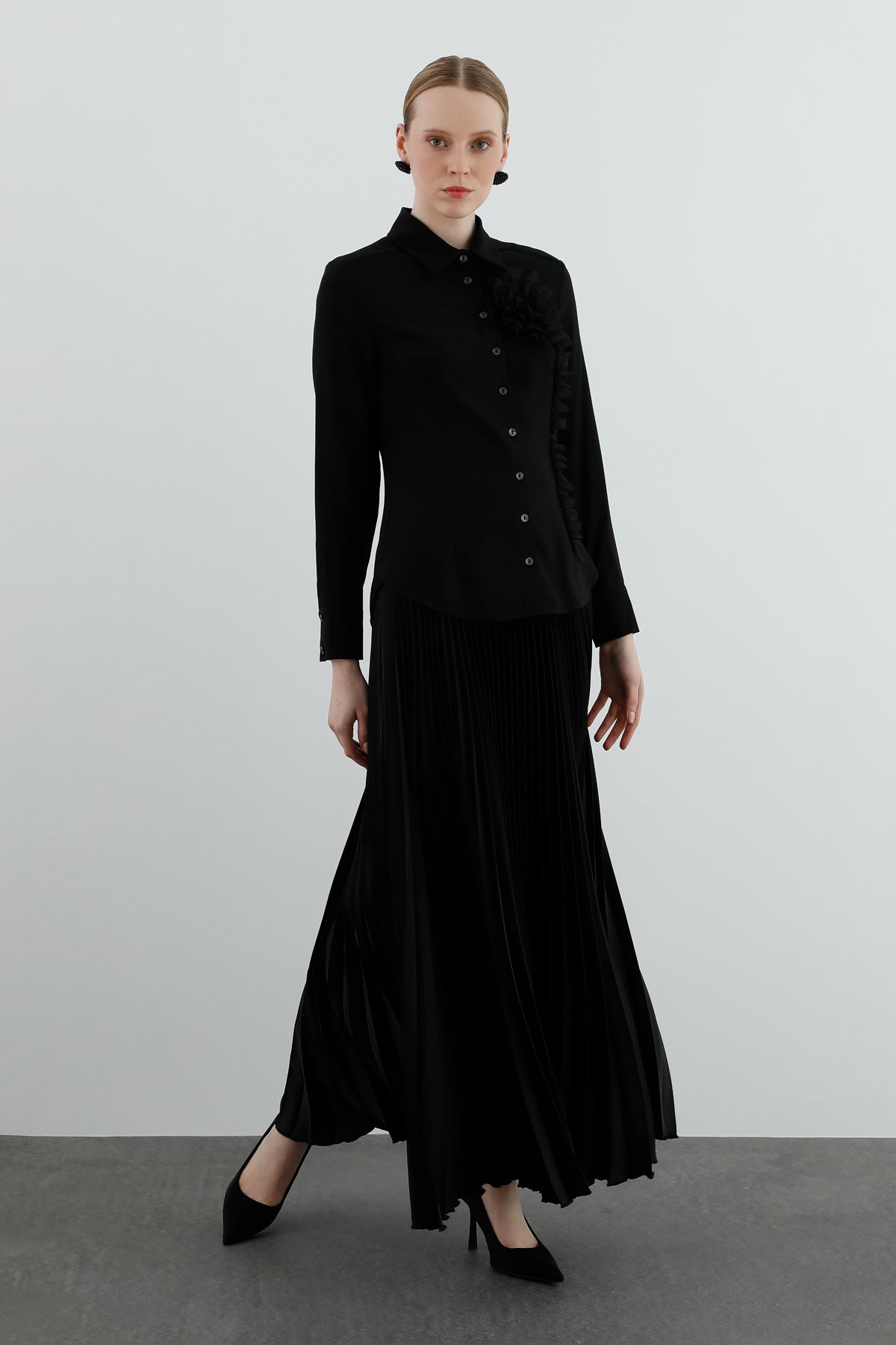 Dökümlü Uzun Kollu Basic Gömlek