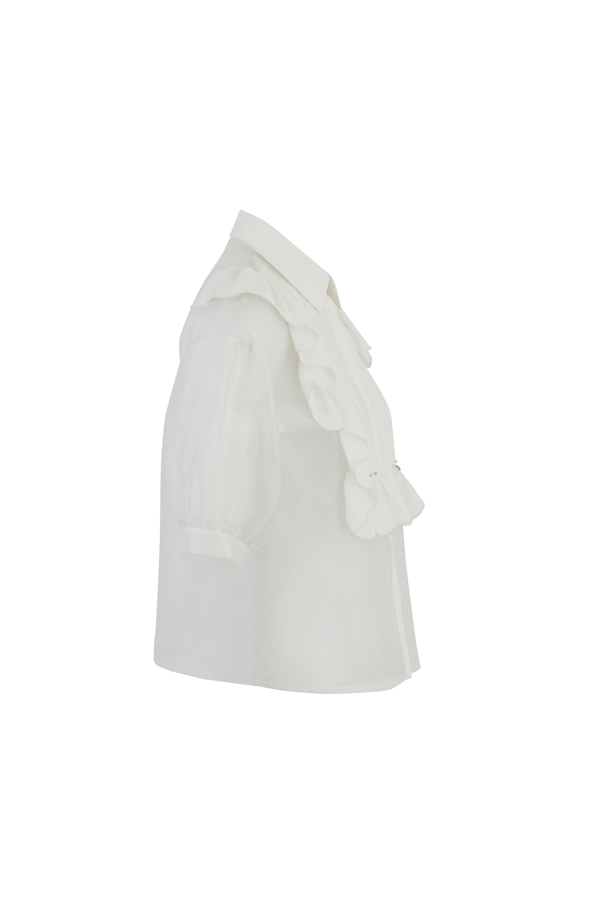 Hacimli Kollu Transparan Gömlek