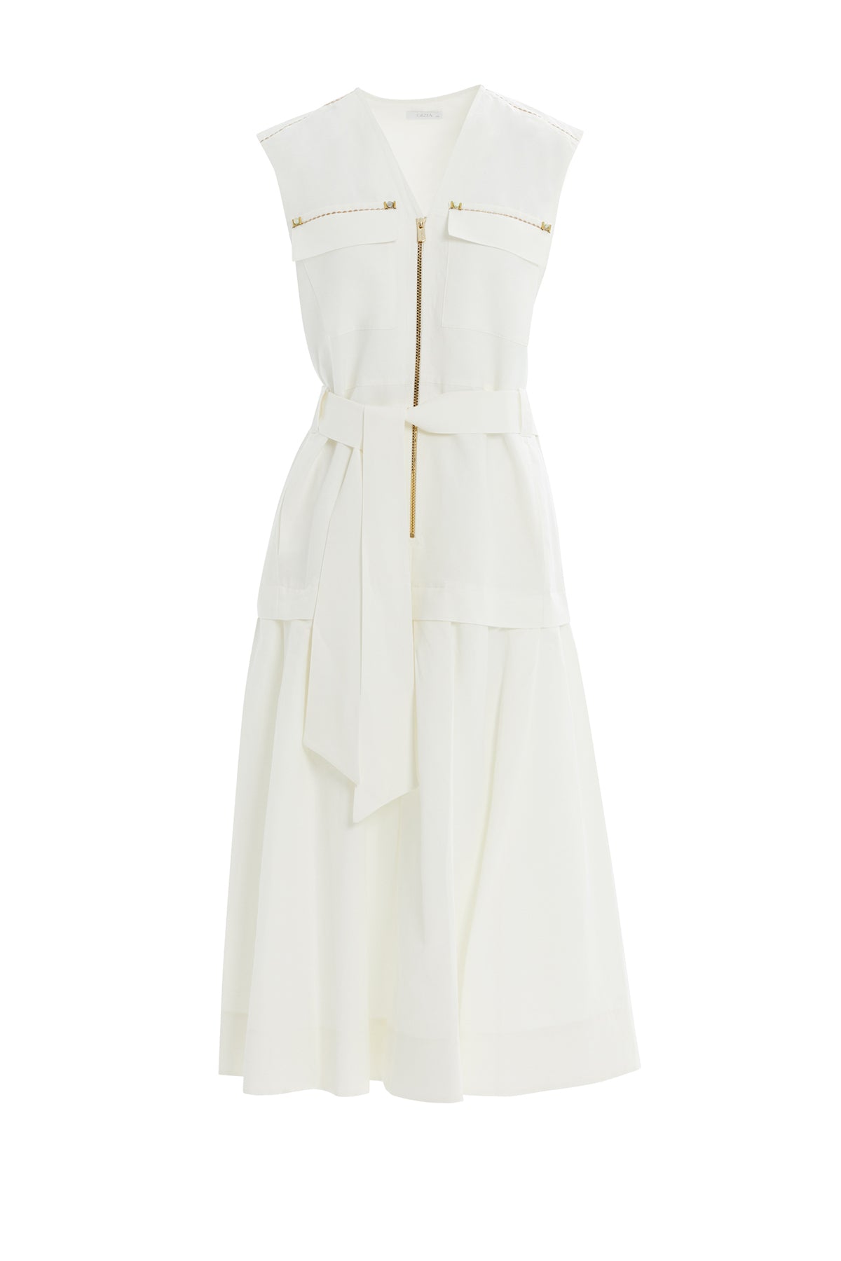 Dikiş Detaylı Cep Kenarı İşlemeli Midi Elbise