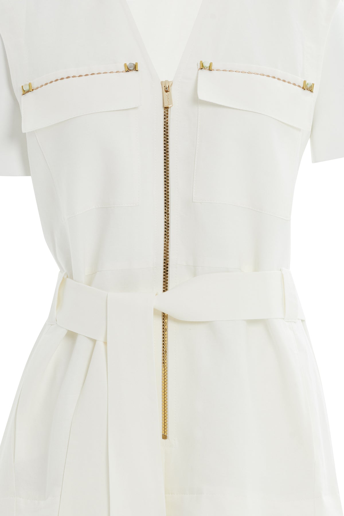 Dikiş Detaylı Cep Kenarı İşlemeli Midi Elbise