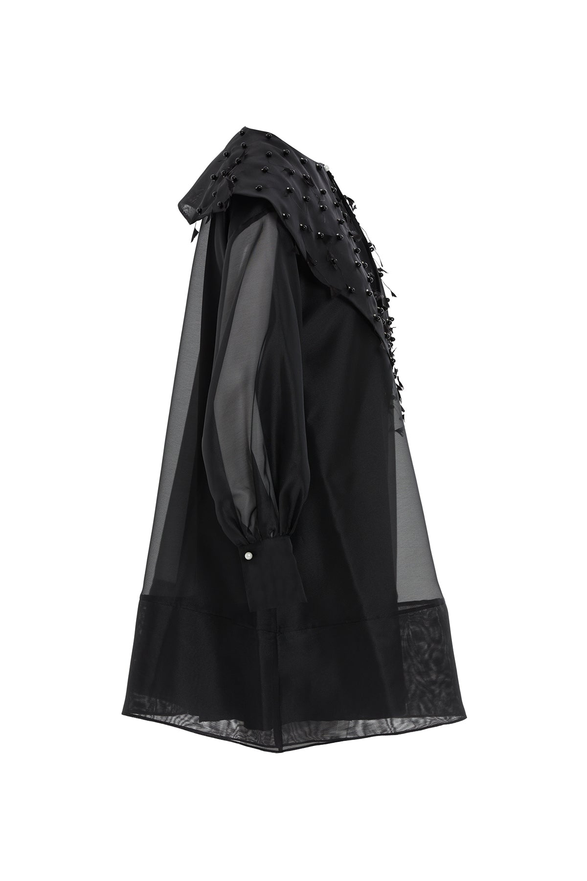 Kolları Tül Önü İşlemeli Kloş Mini Elbise