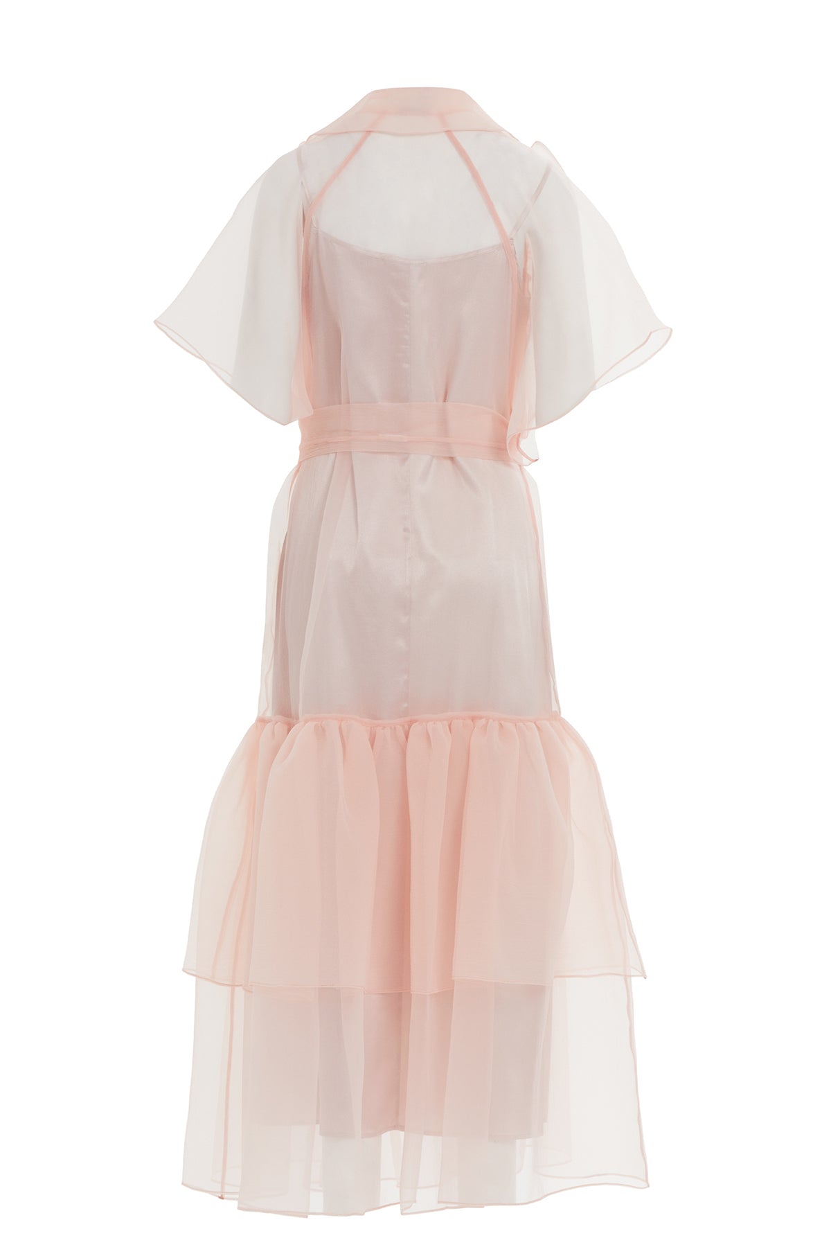 Tül Detaylı Uzun İşlemeli Uzun Elbise