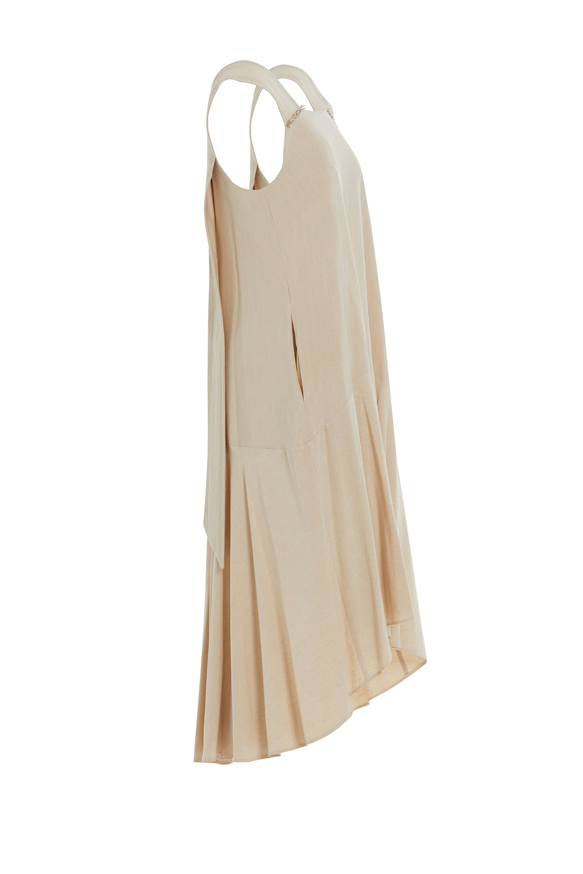 Askıları Nakışlı Ve İşlemeli Midi Boy Elbise