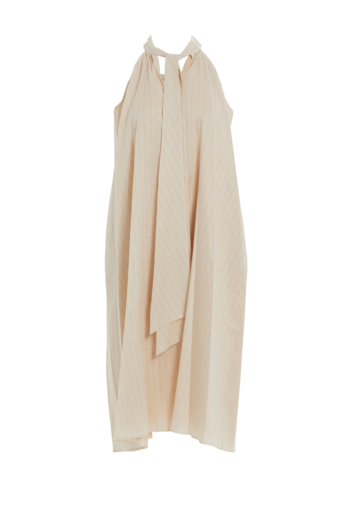 Halter Yaka Rahat Kesim Midi Elbise