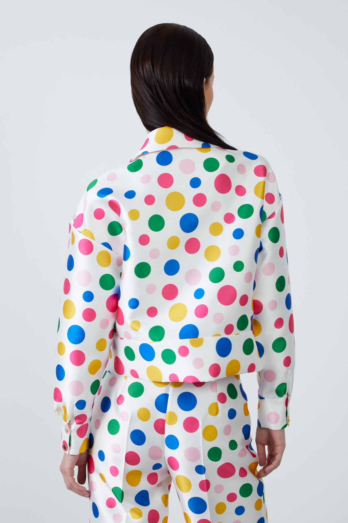 Puantiye Desenli Kısa Ceket