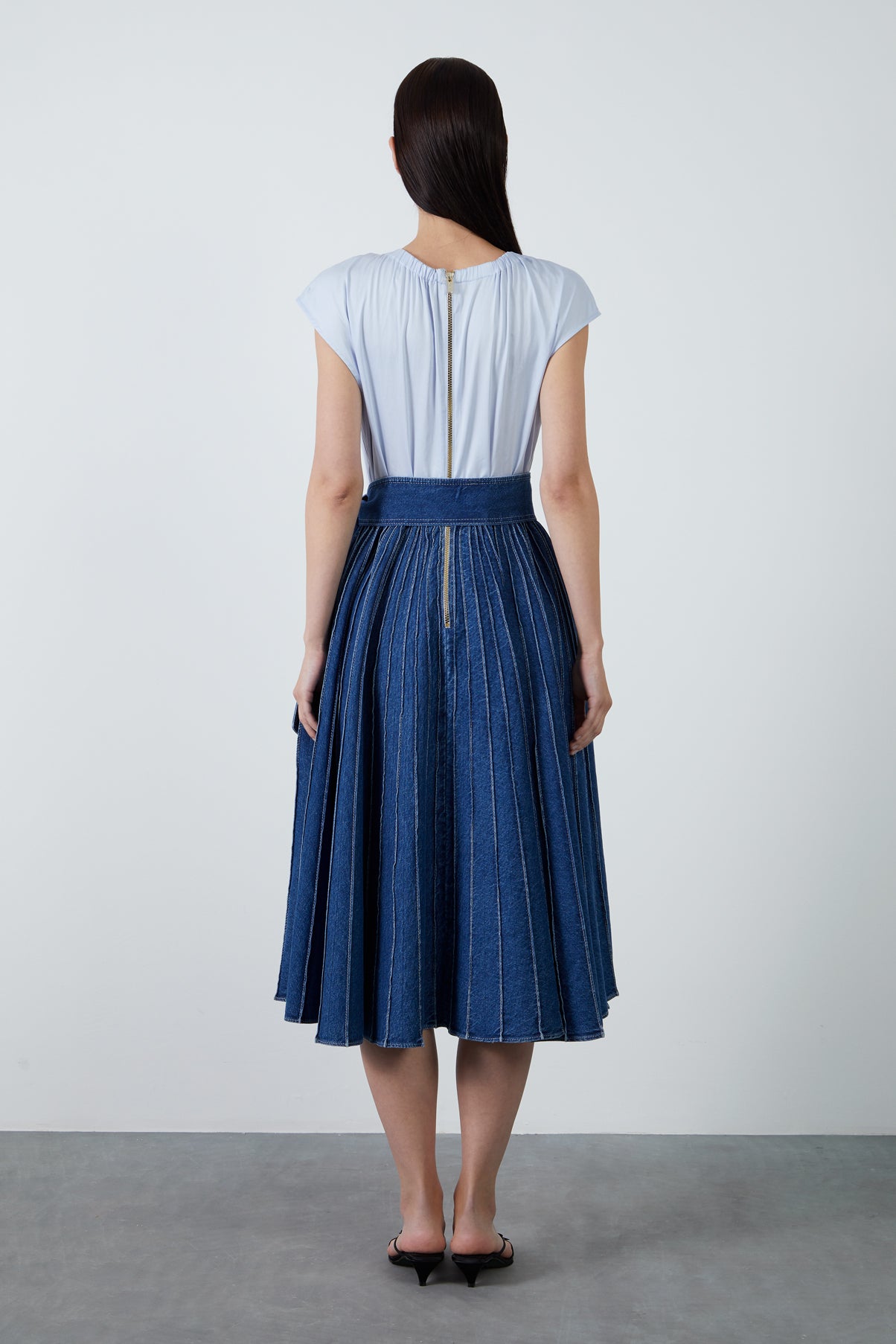 Çıkarılabilir Kuşaklı Eteği Jean Elbise