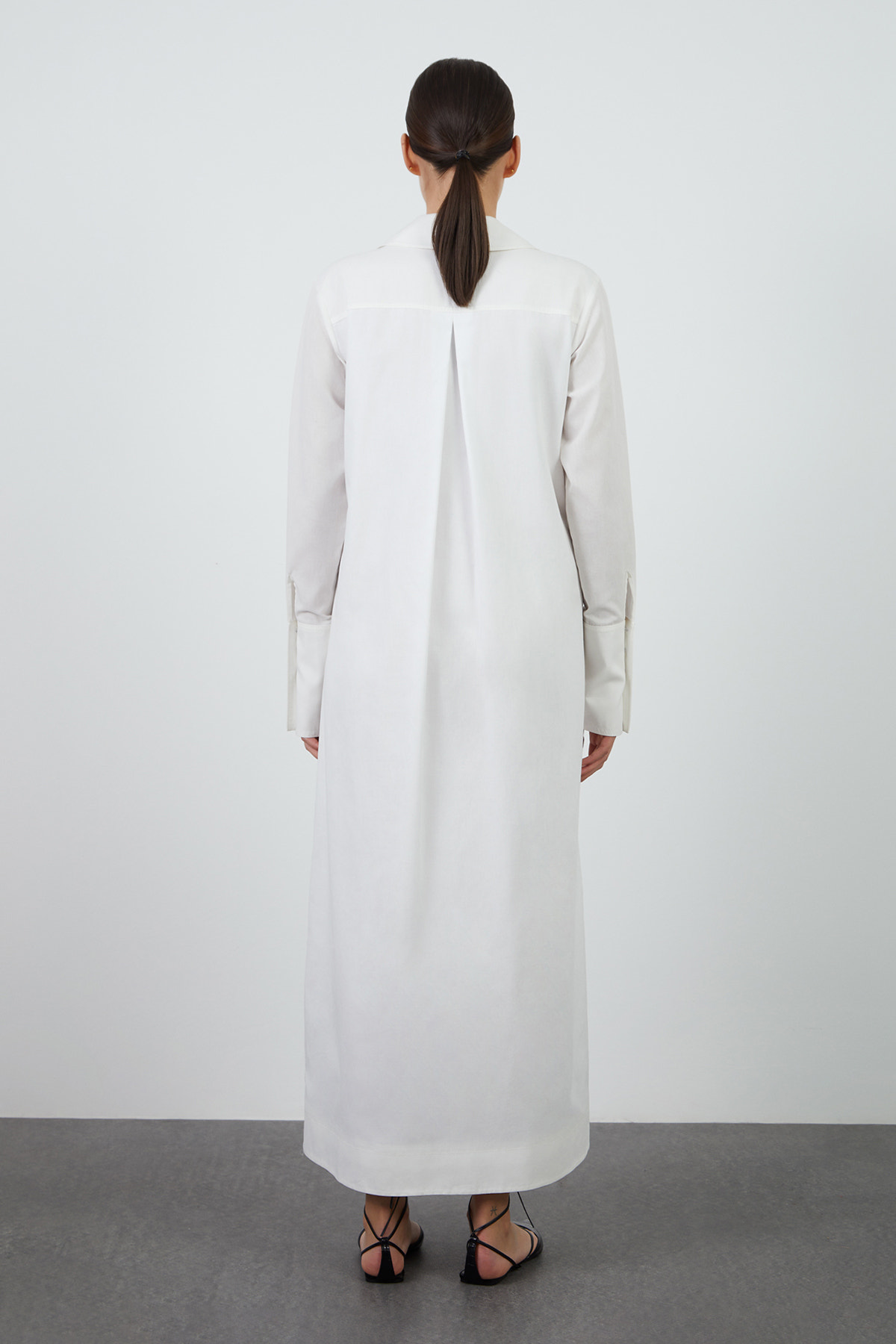 Nakış Ve Cep Detalı Gömlek Uzun Elbise