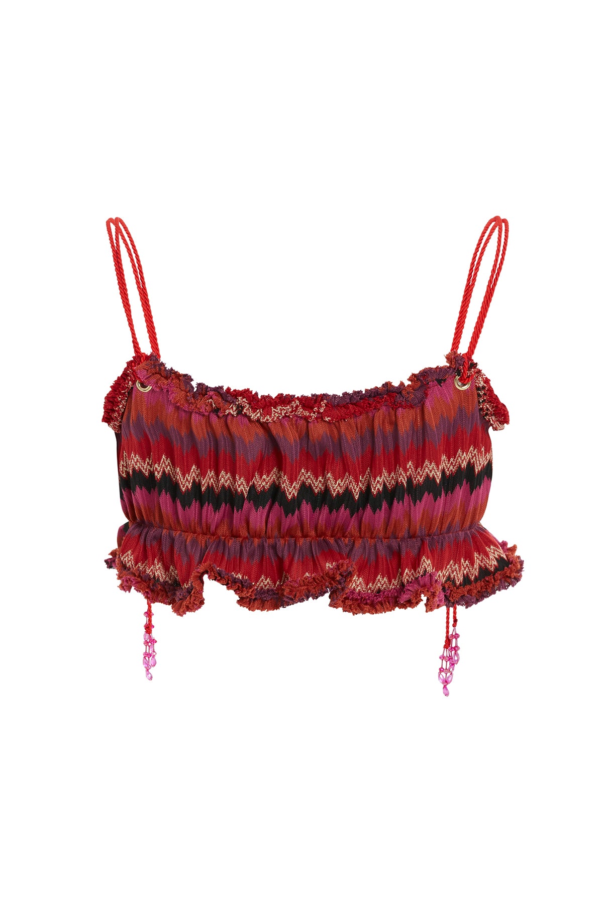 Kordon Askılı Etekucu Büzgülü Crop Bluz