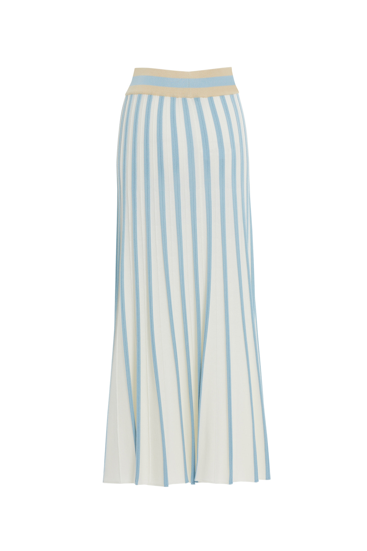 Beli Lastikli Çizgili Etek