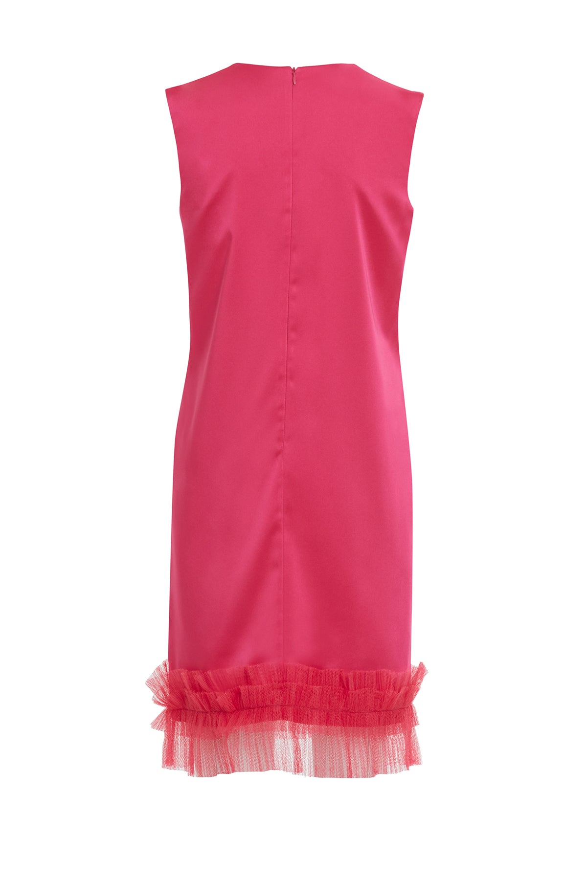 Asimetrik Yaka İşlemeli Tül Detaylı Kısa Elbise