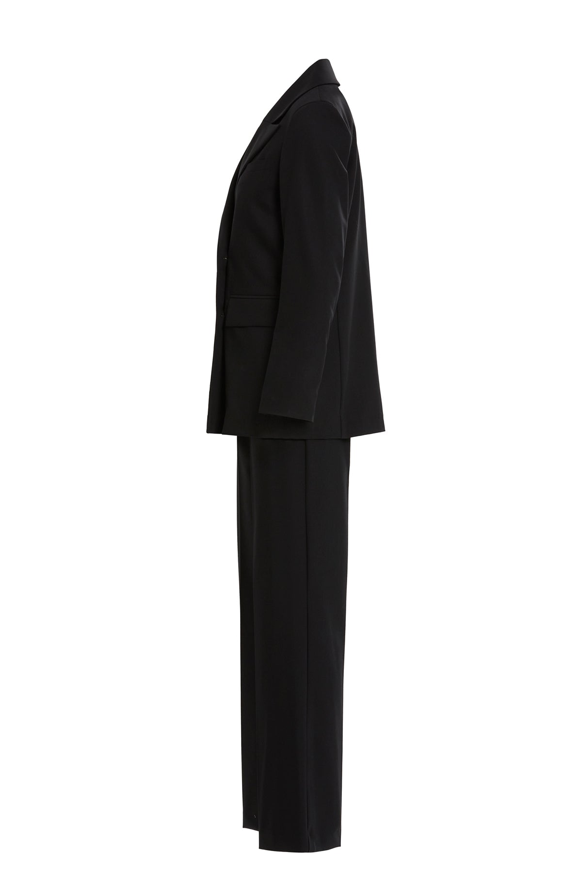 Kruvaze Kapamalı Ceket Ve Palazzo Pantolonlu Siyah Takım
