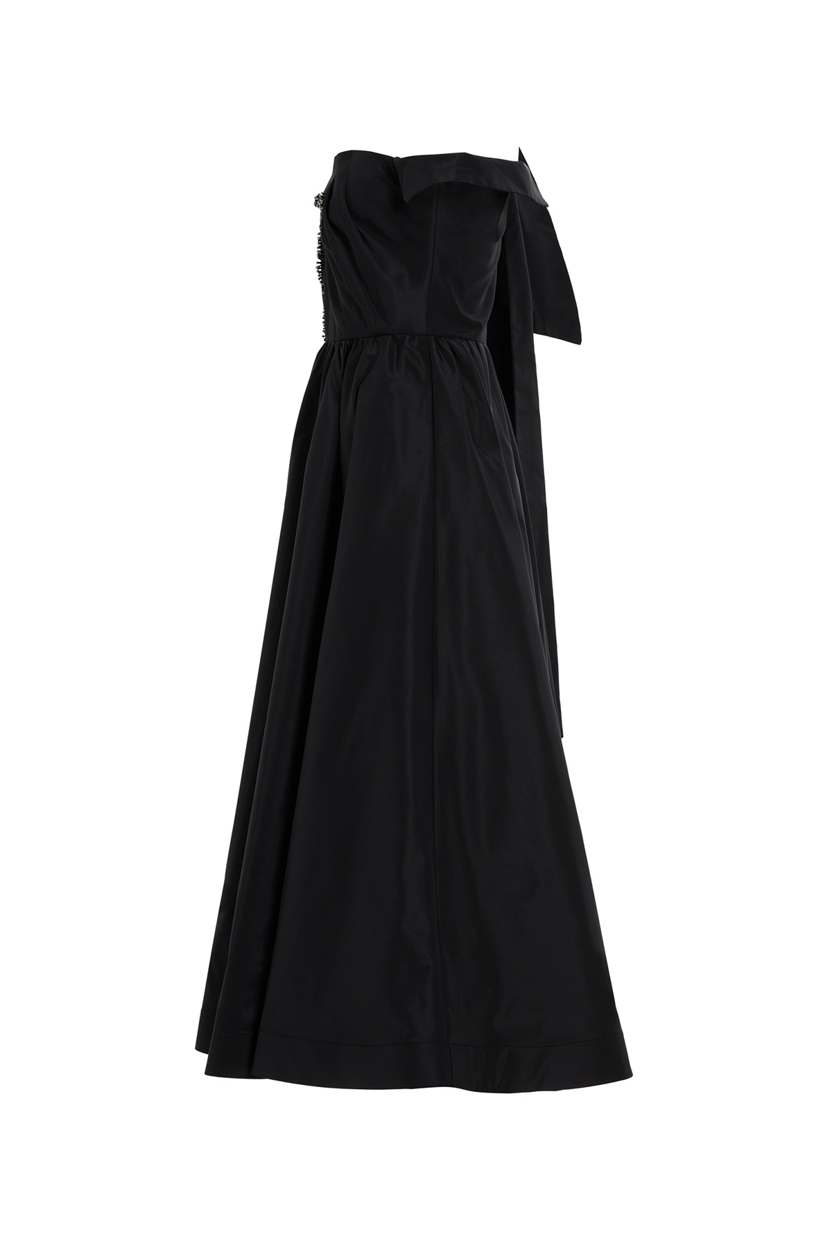 Omuzdan Bağlamalı Pili Detaylı İşlemeli Midi Elbise