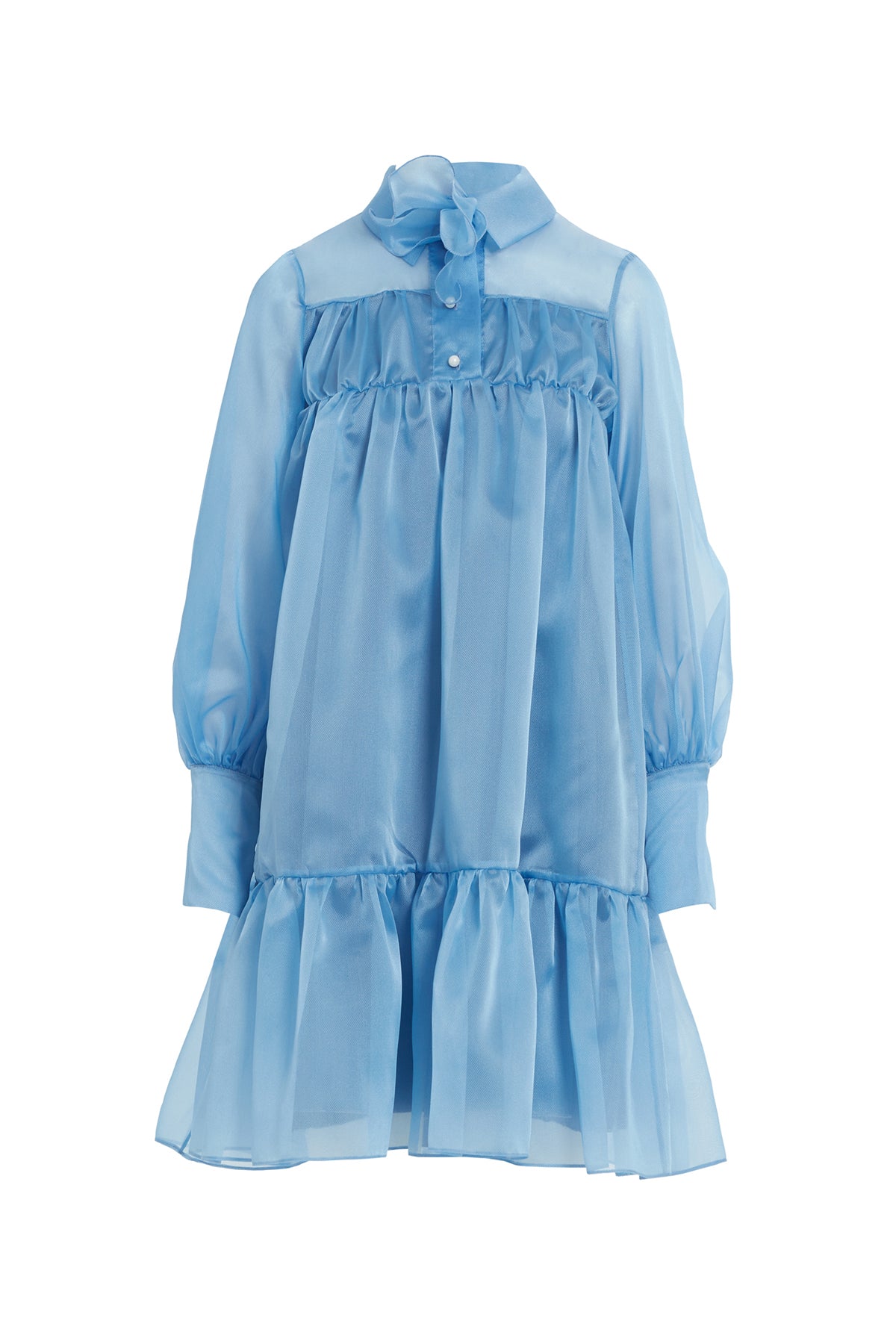 Çıkarılabilir Çiçek Detaylı, Etek Ucu Büzgülü Transparan Midi Elbise