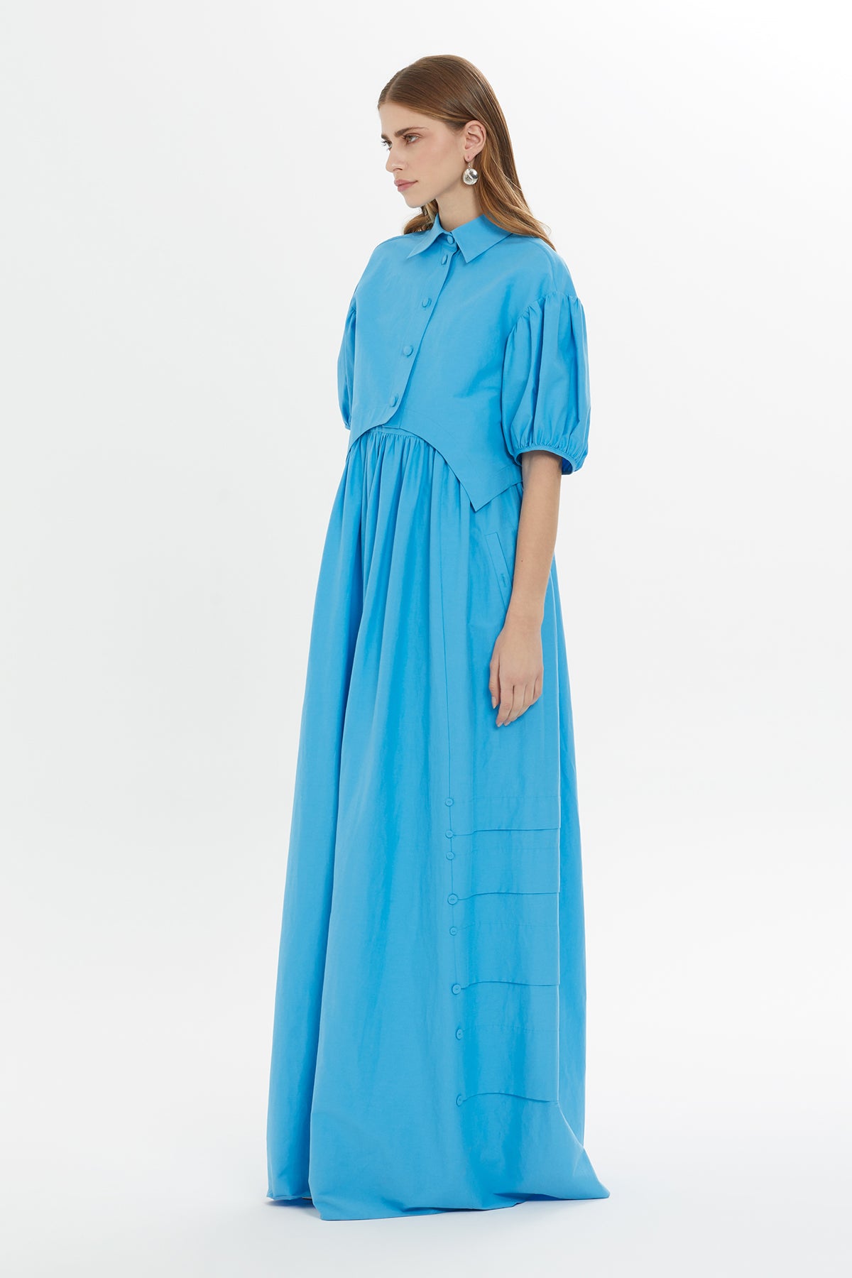 Çıkarılabilir Gömlek Detaylı Uzun Elbise