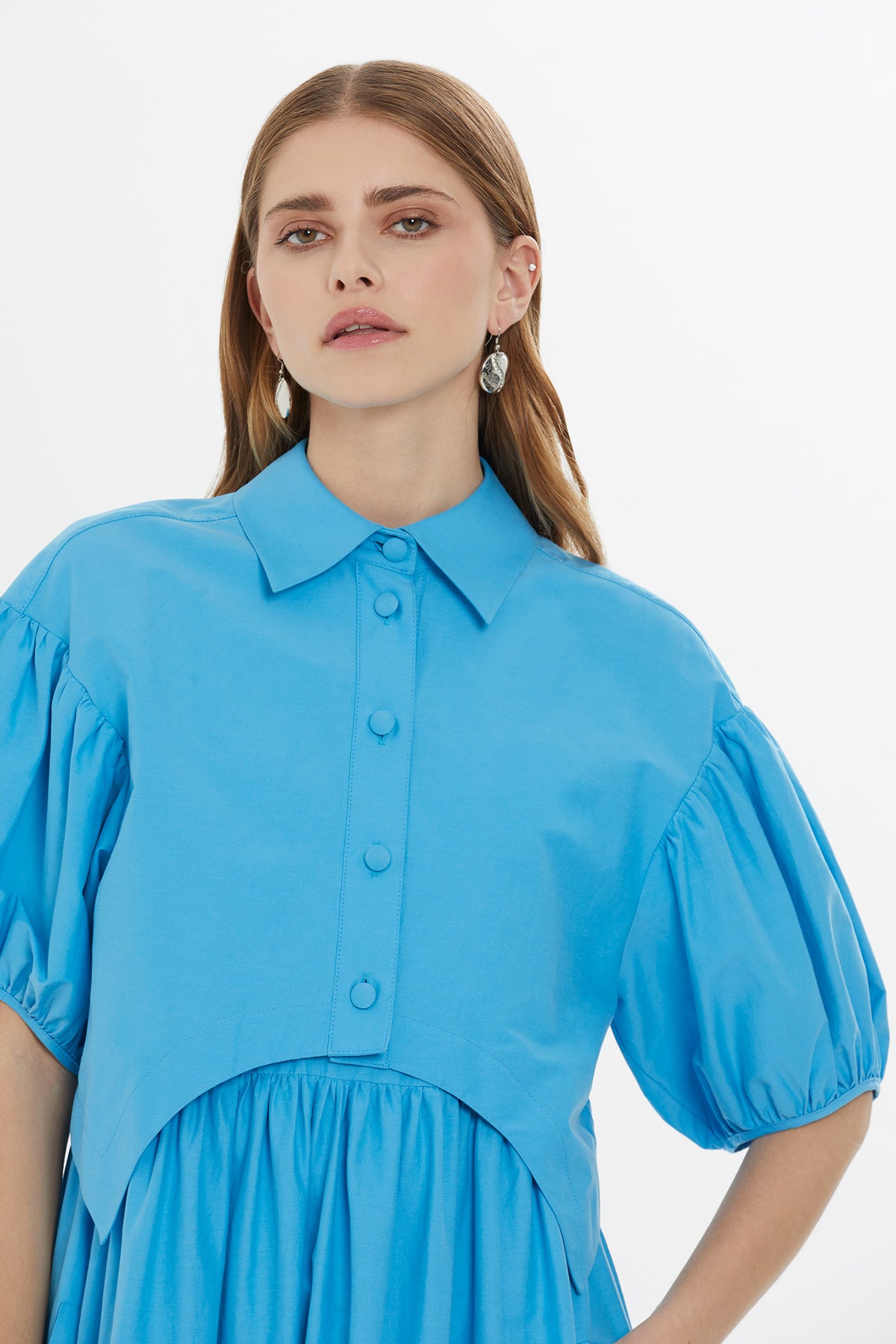 Çıkarılabilir Gömlek Detaylı Uzun Elbise