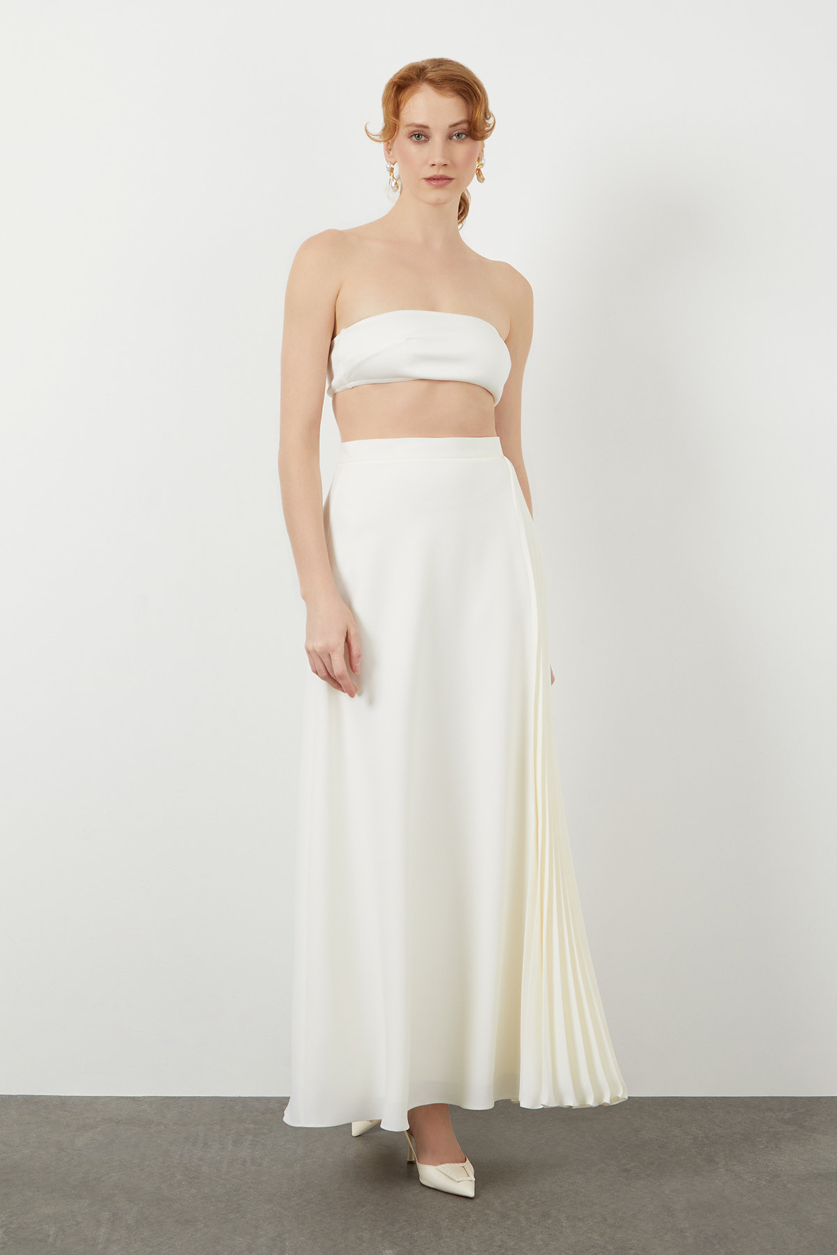 Yüksek Bel Pile Detaylı Uzun Etek