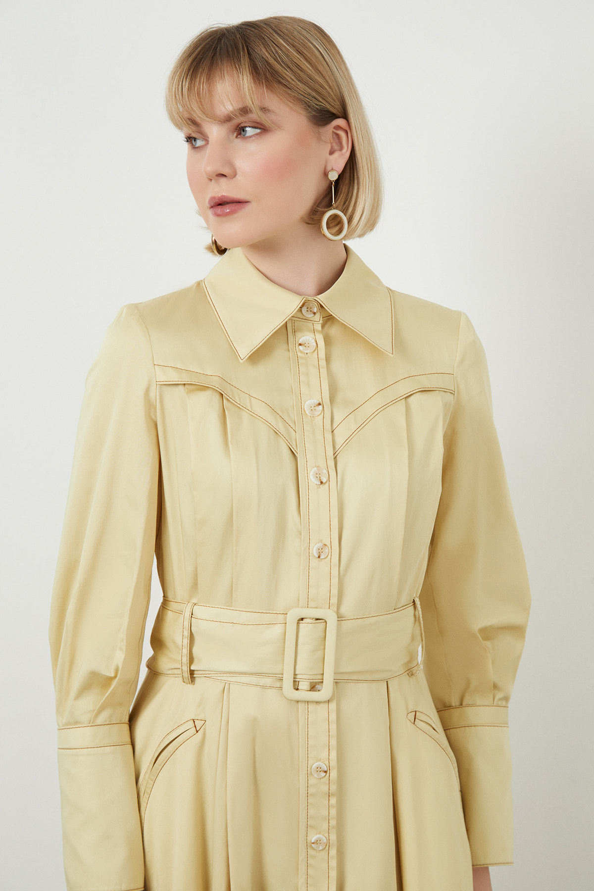 Seyyar Kuşaklı Astarsız Maxi Elbise