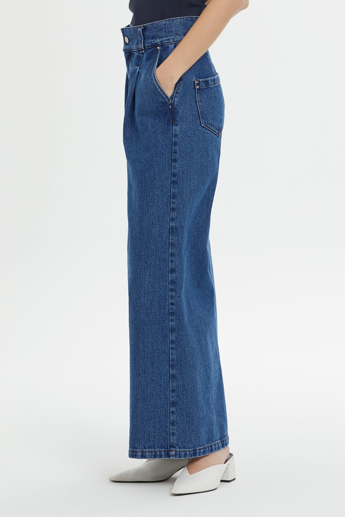 Klasik Palazzo Denim Pantolon