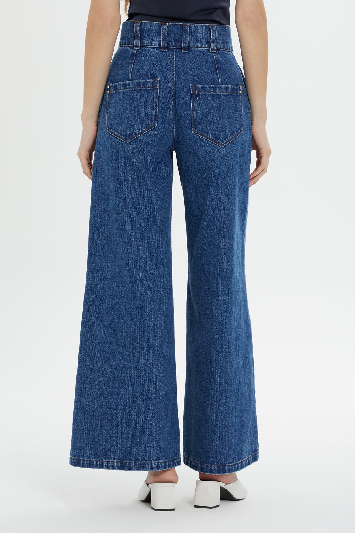 Klasik Palazzo Denim Pantolon