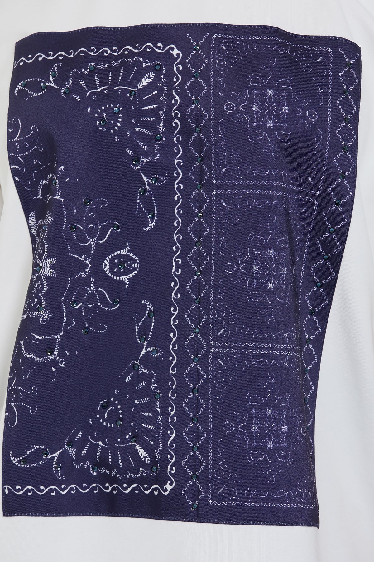 Önü Pano Desenli Garnili Yarım Kollu Klasik Tshirt