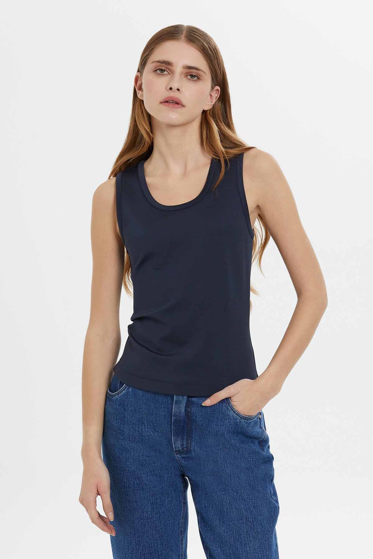 Sıfır Kollu Logo Detaylı Kadın Klasik Atlet