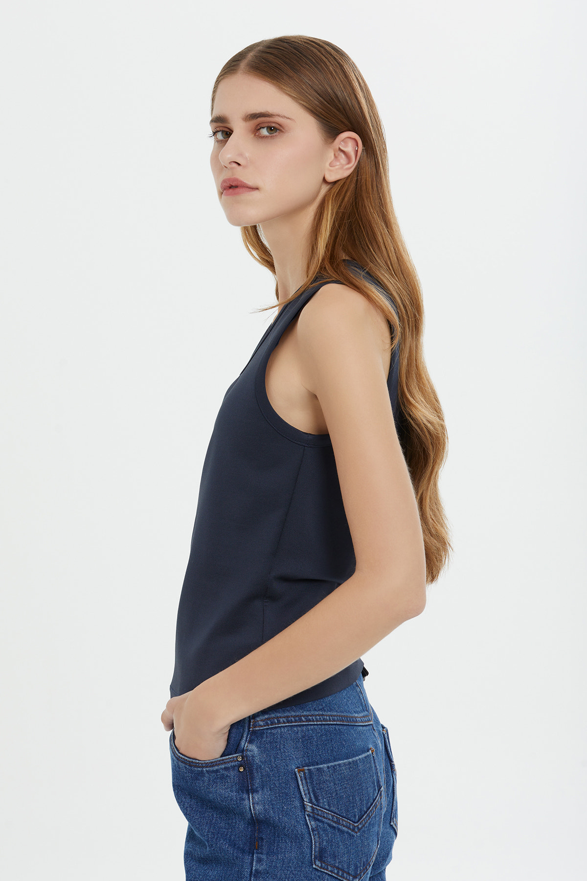 Sıfır Kollu Logo Detaylı Kadın Klasik Atlet