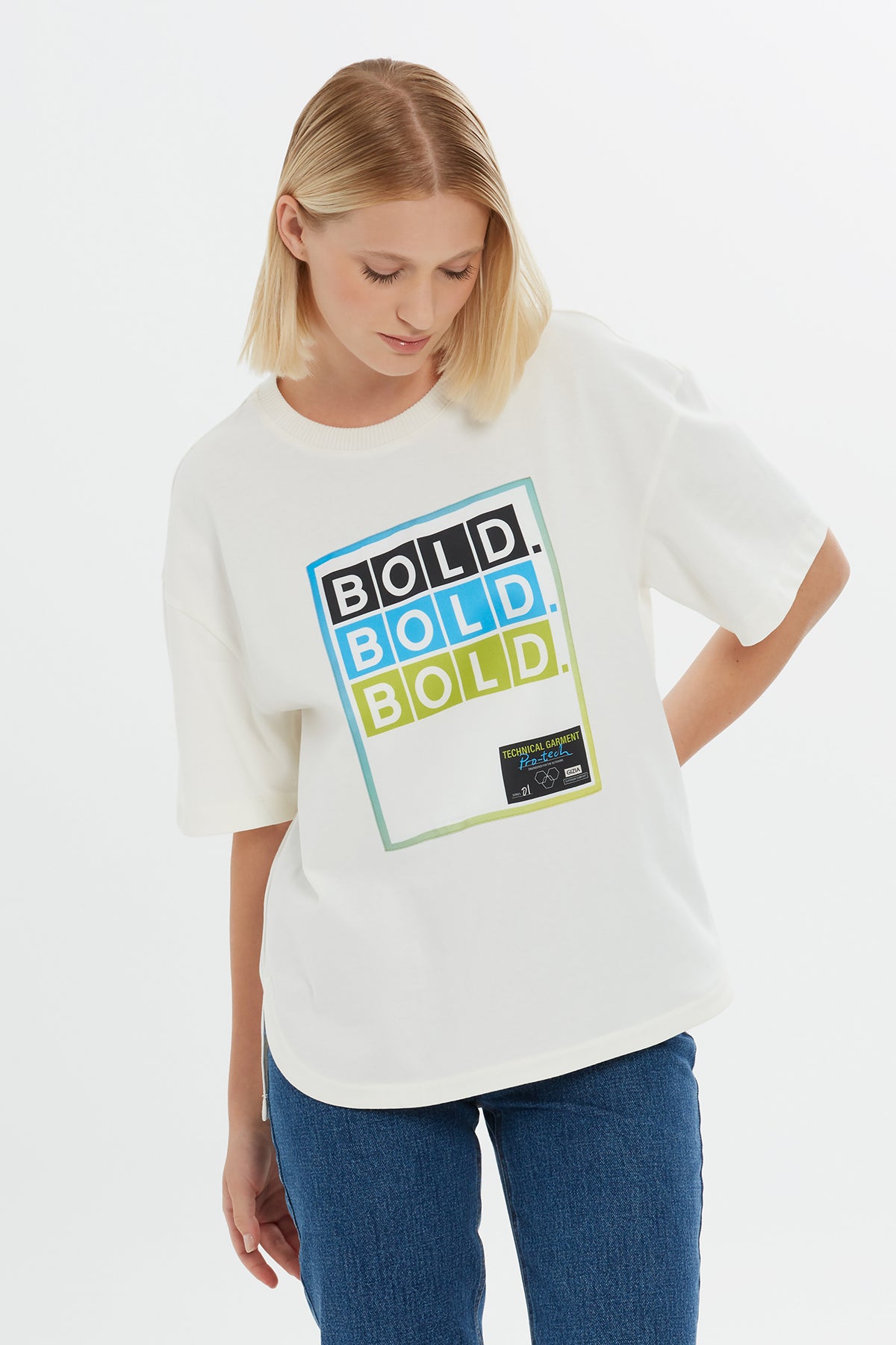 Slogan Baskılı Kısa Kollu T-shirt
