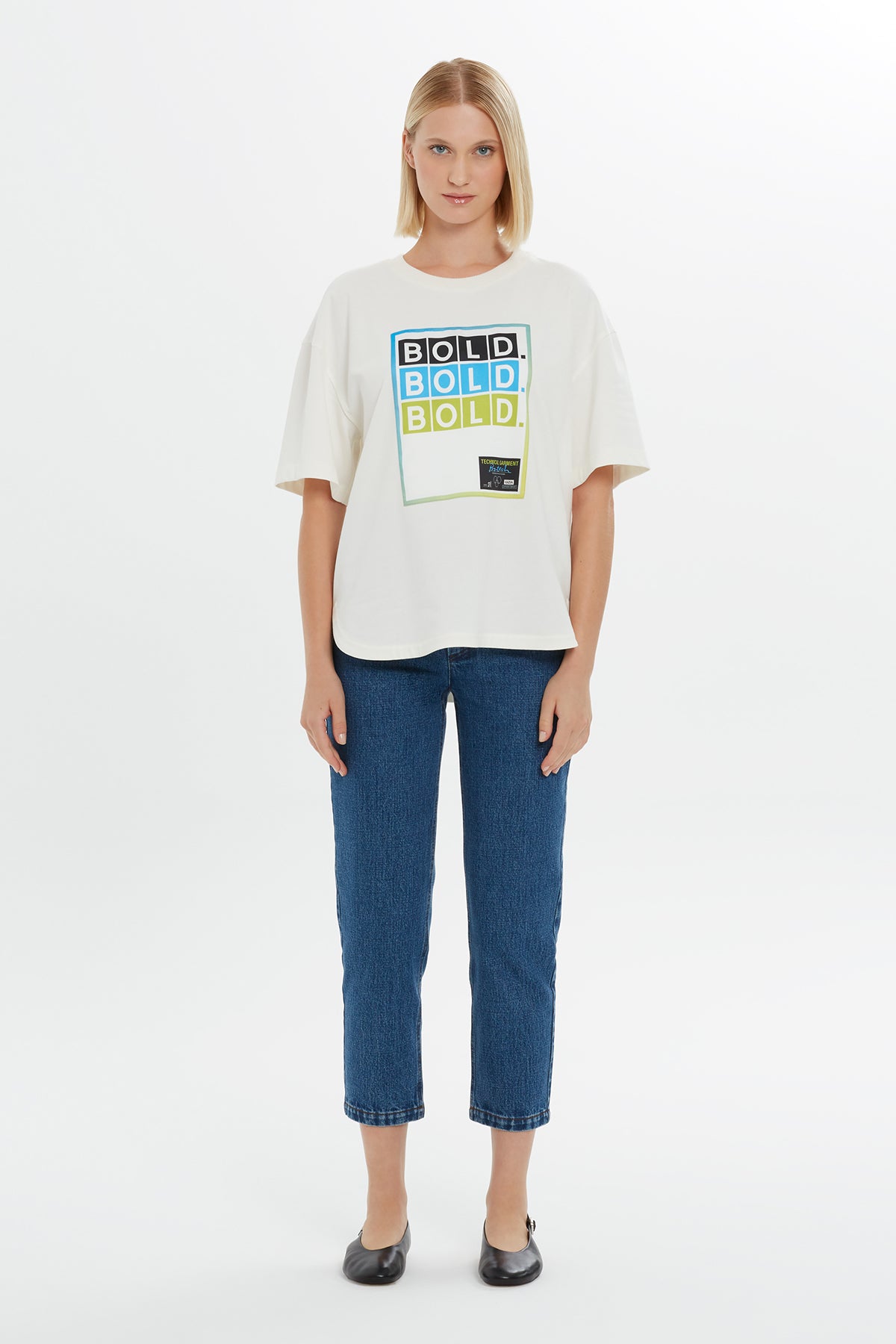 Slogan Baskılı Kısa Kollu T-shirt