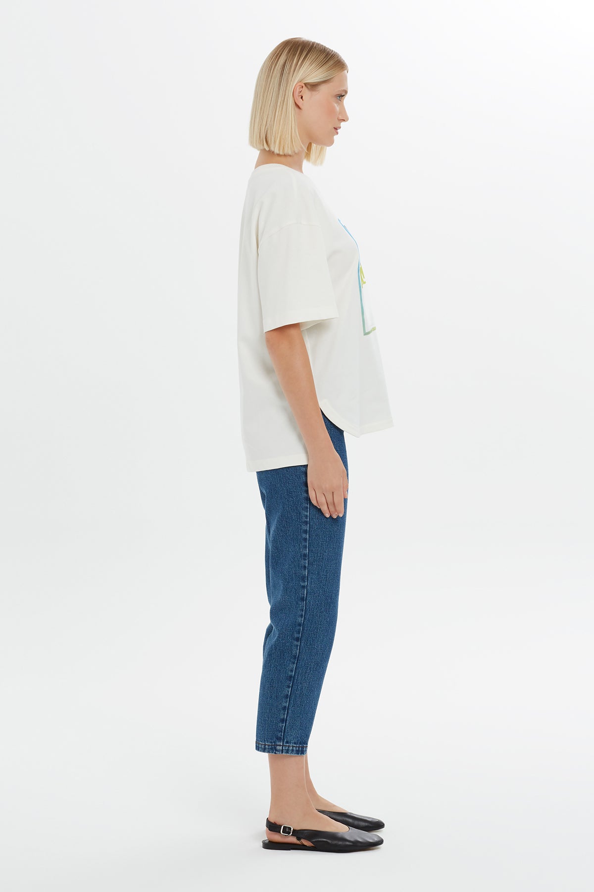 Slogan Baskılı Kısa Kollu Tshirt