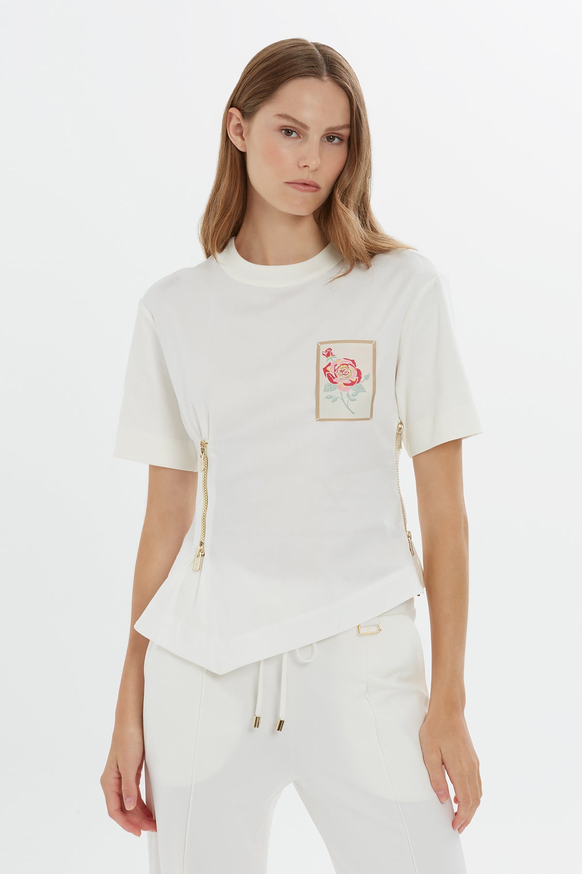 Fermuar Detaylı Kısa Kollu Tshirt