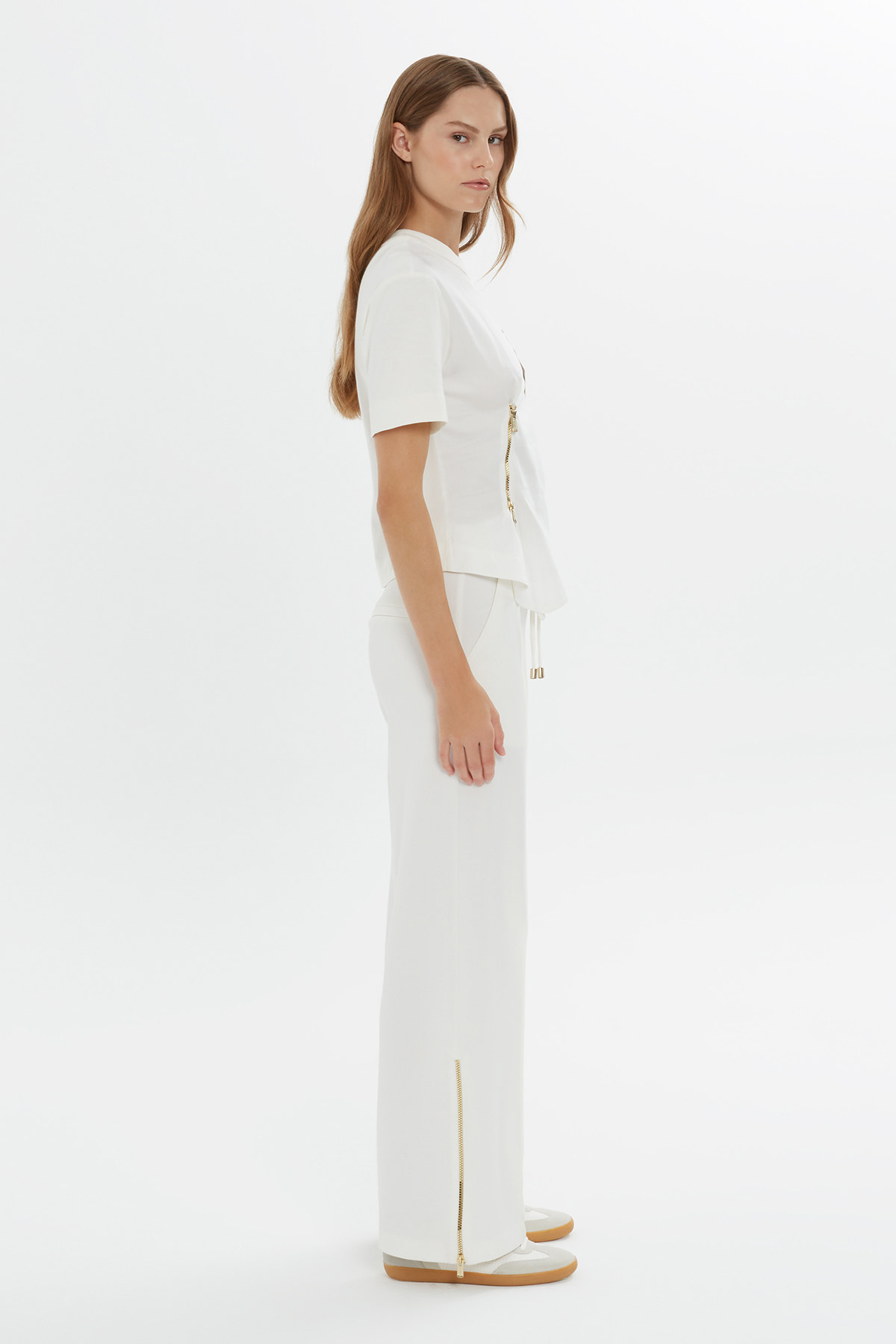 Fermuar Detaylı Kısa Kollu T-shirt