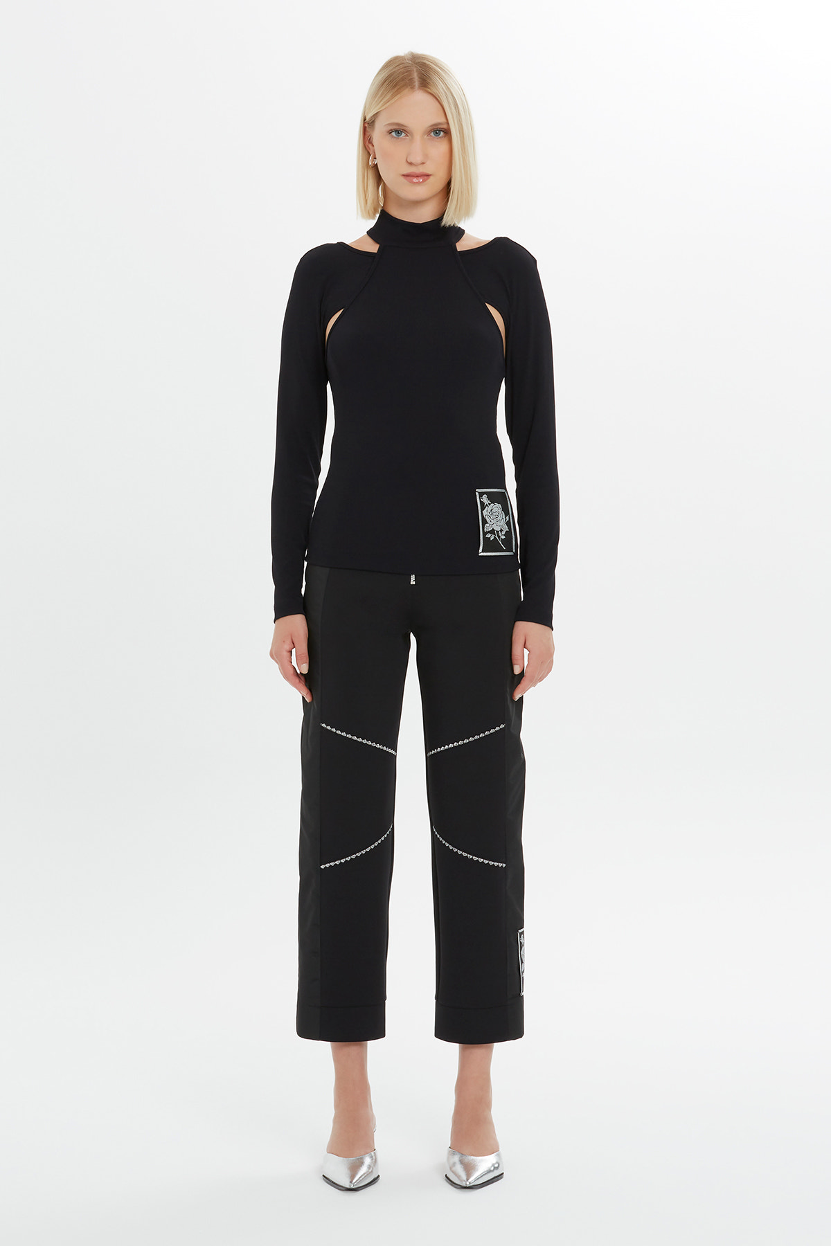 Gül Baskılı Uzun Kollu Bluz