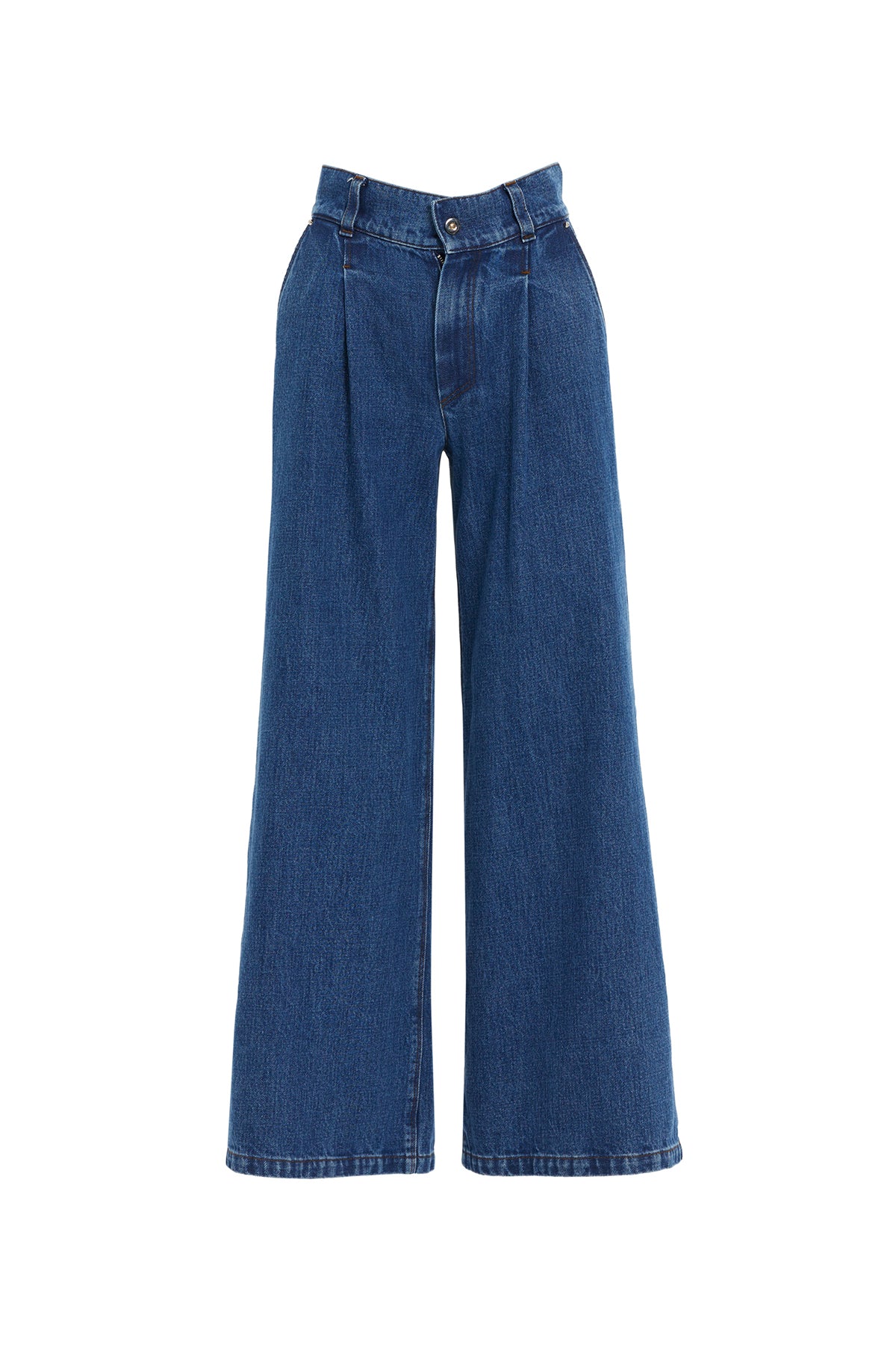 Klasik Palazzo Denim Pantolon