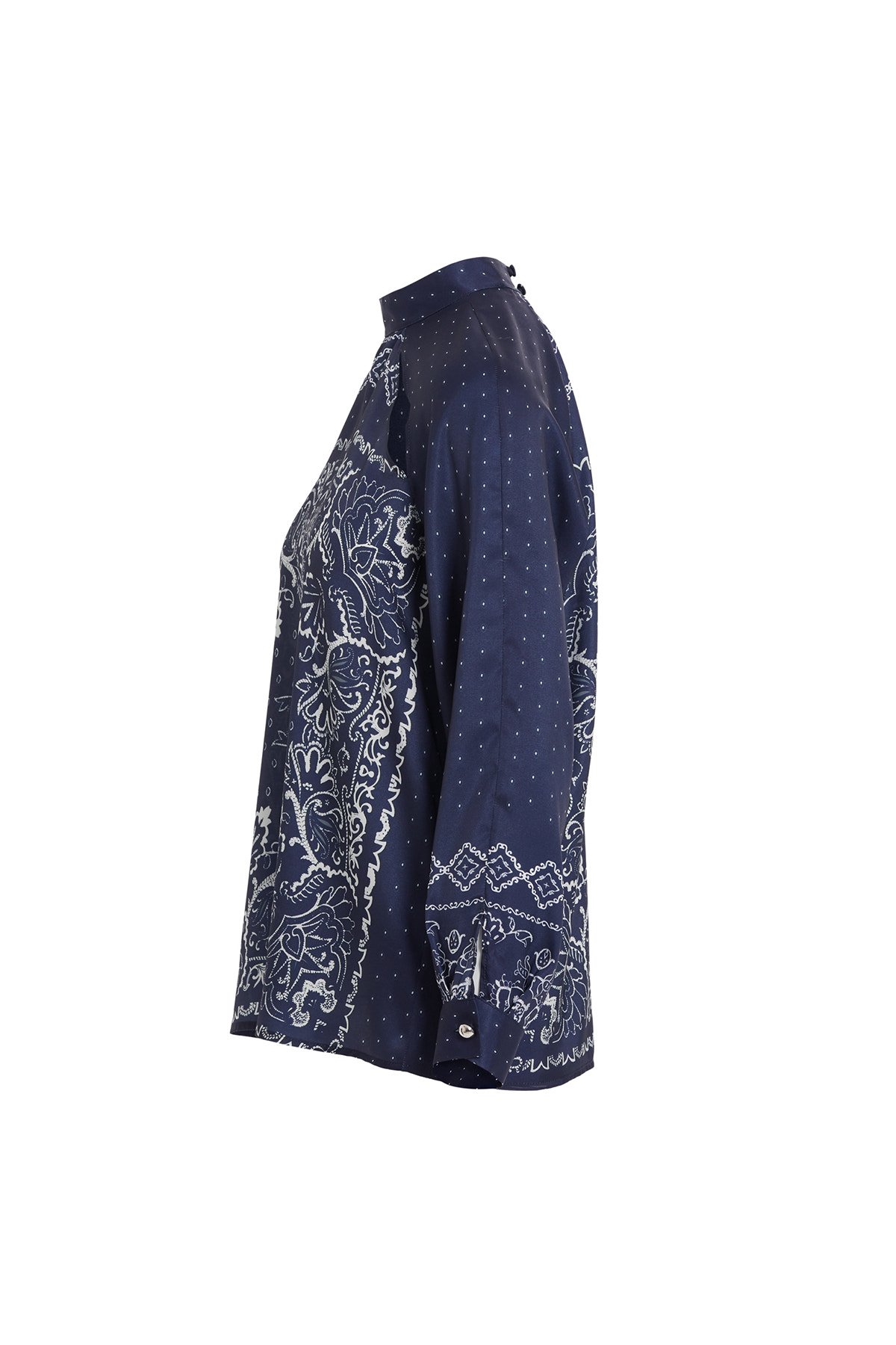 Reglan Kollu Desenli Bluz