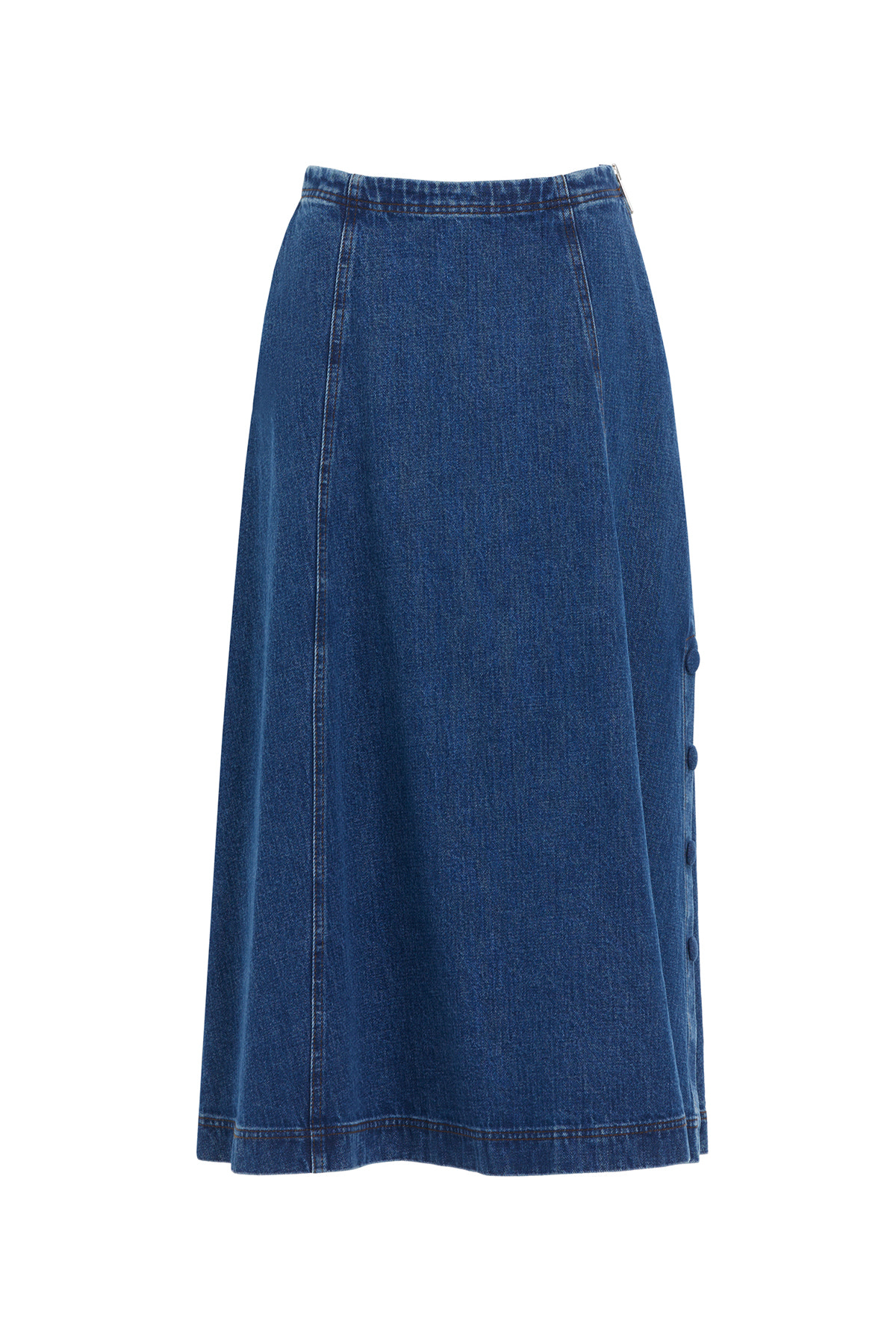 Cep Detaylı Uzun Denim Etek