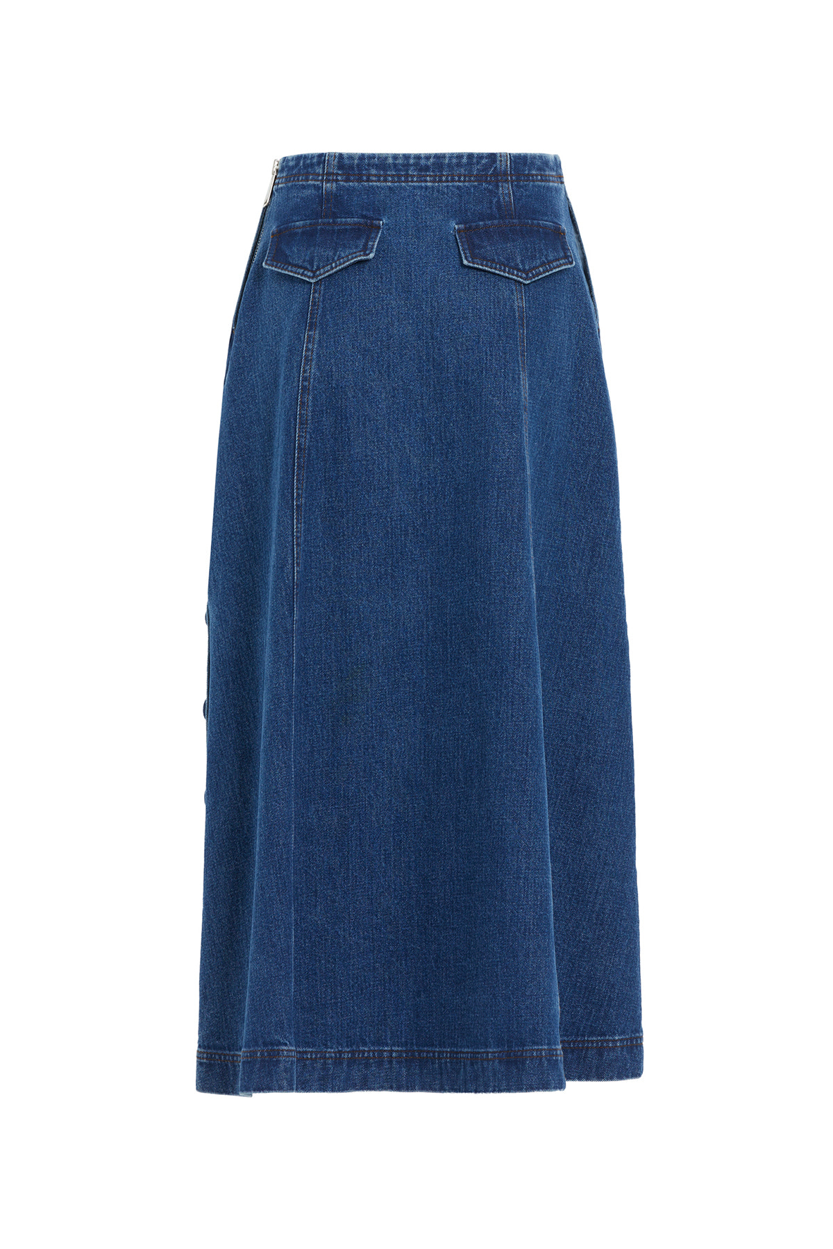 Cep Detaylı Uzun Denim Etek